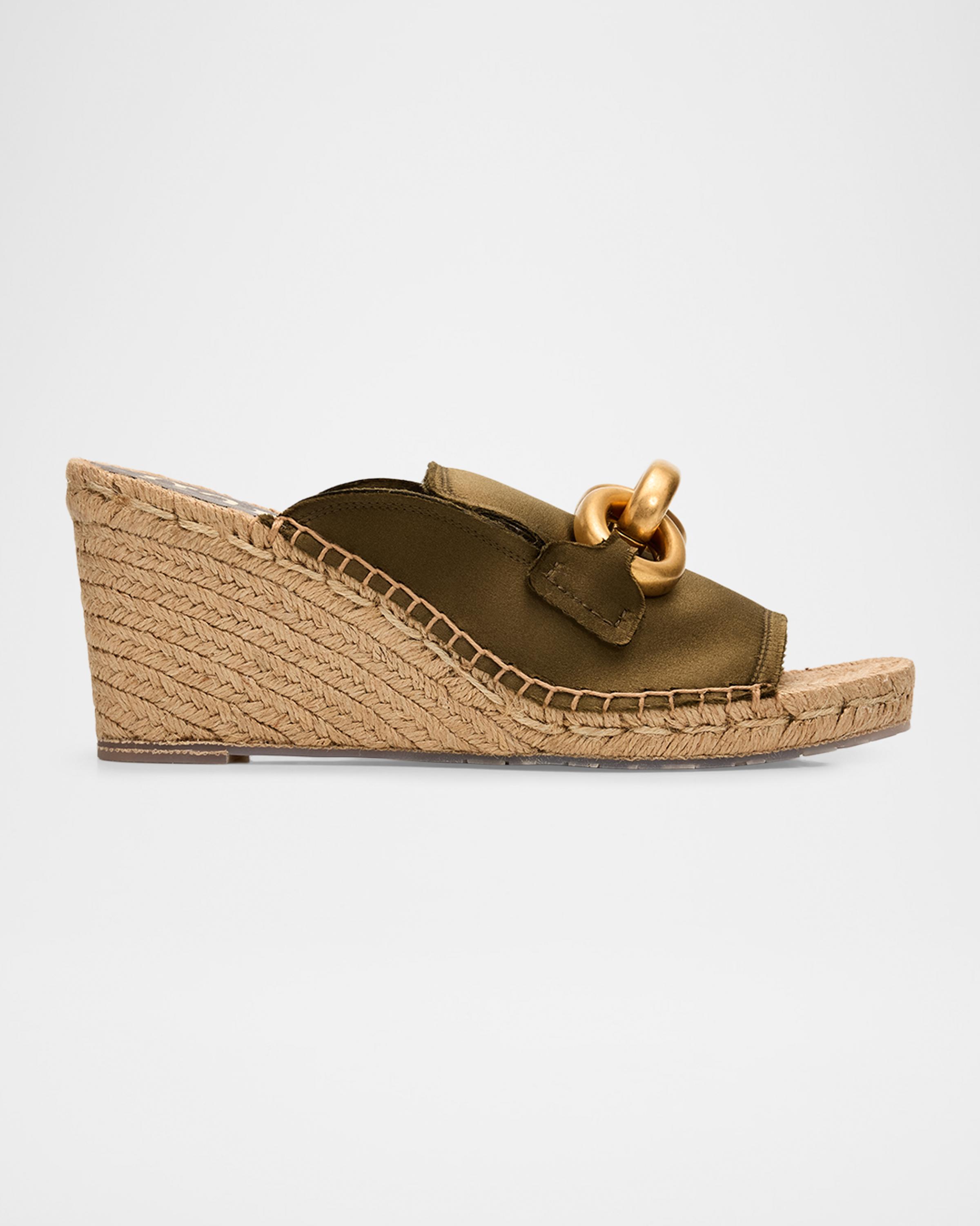85mm Oliveta Moore Moc Satin Wedge Espadrilles