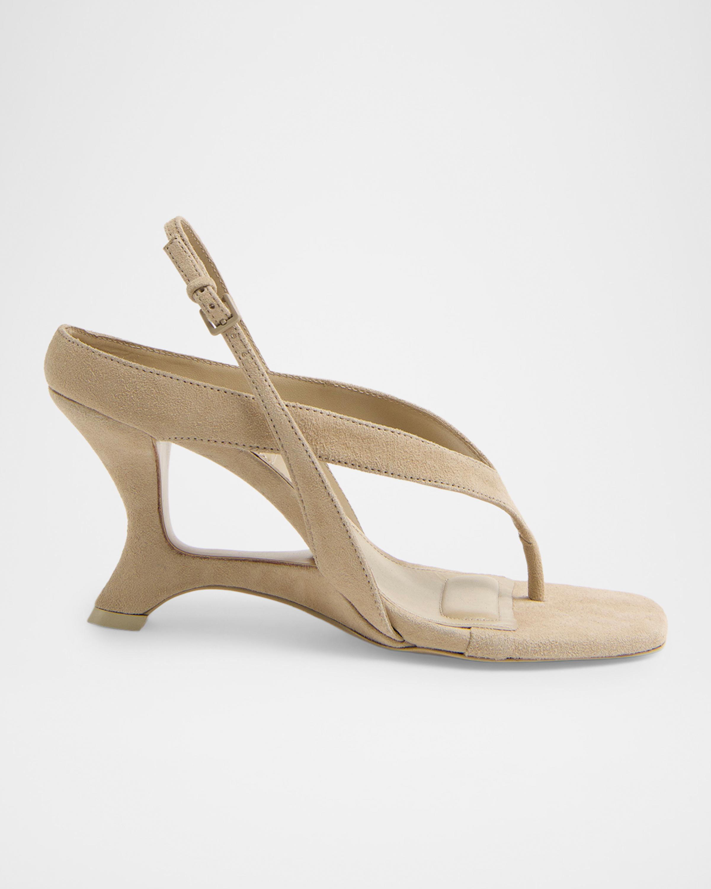 Darya Suede Wedge Thong Sandals