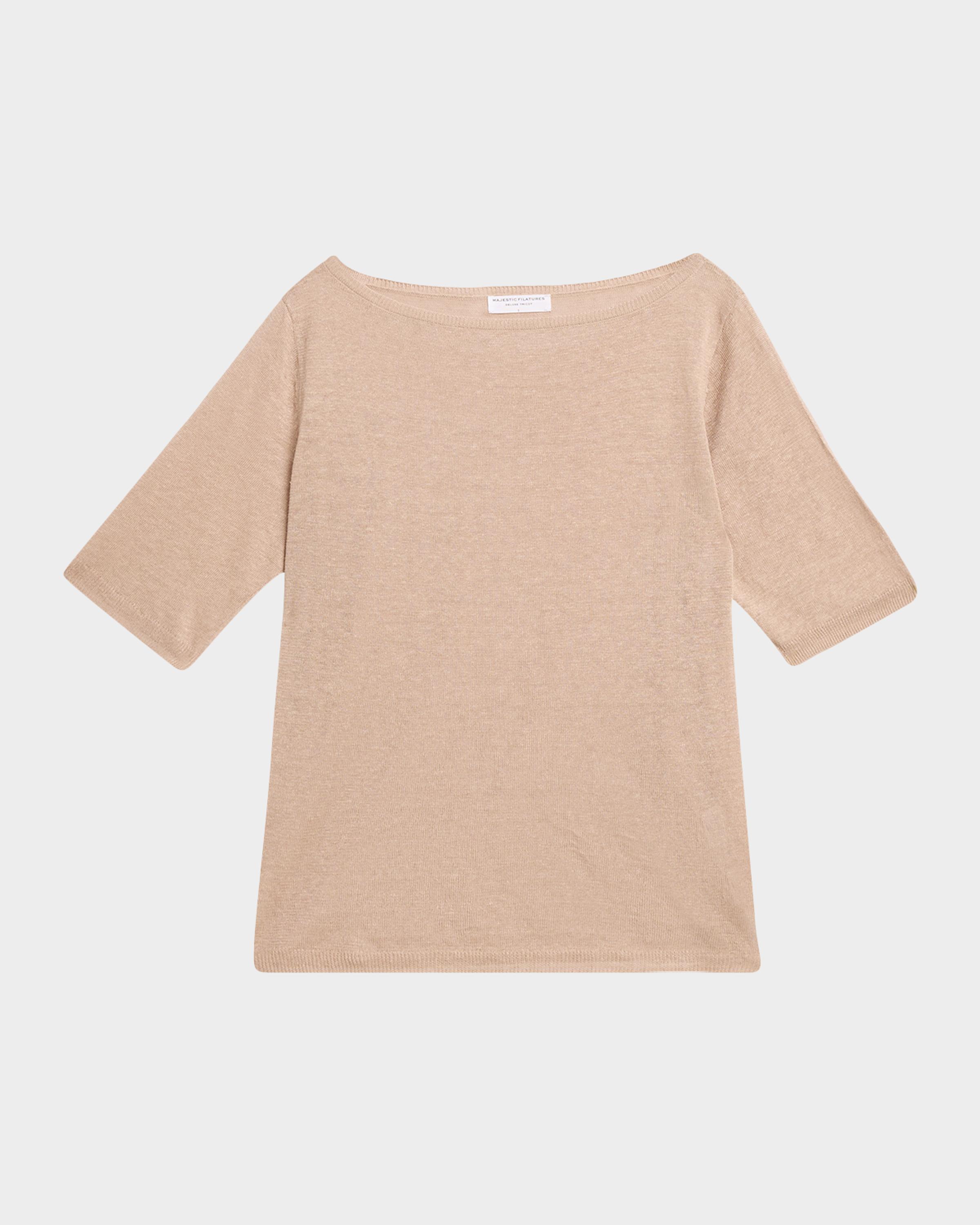 Bateau-Neck Linen Knit Top