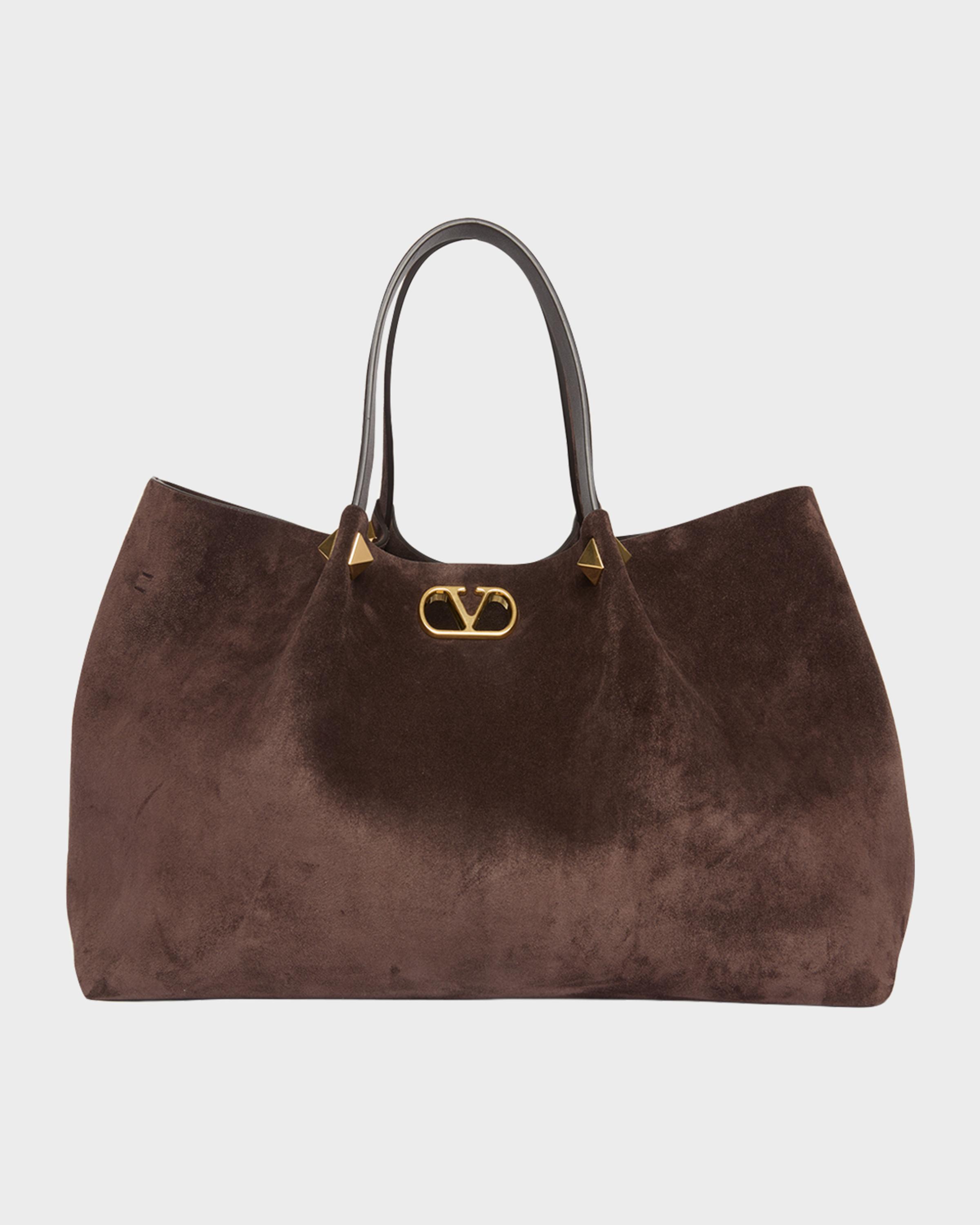 Large Rockstud Suede Shopping Tote Bag