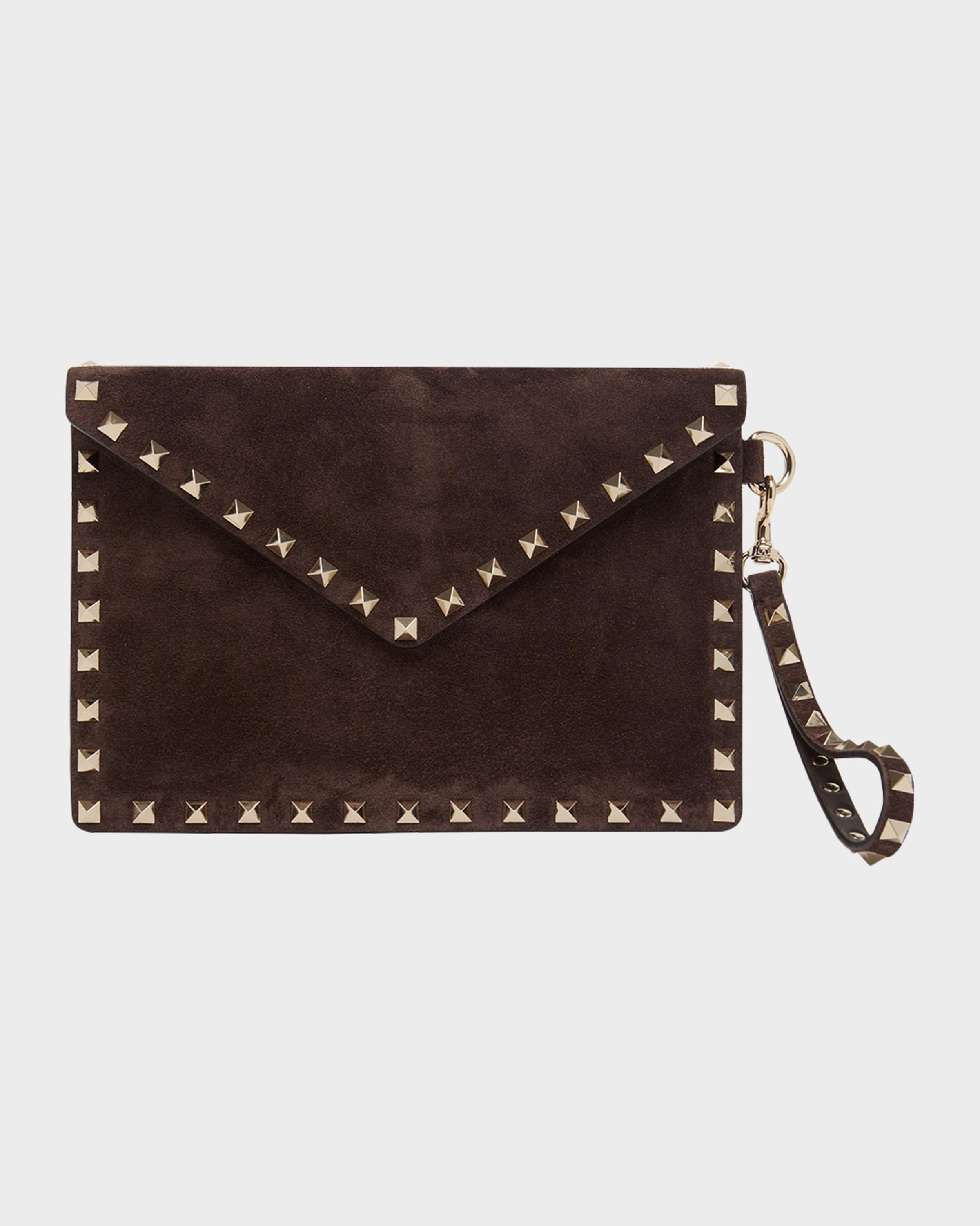 Rockstud Suede Wristlet Pouch Bag
