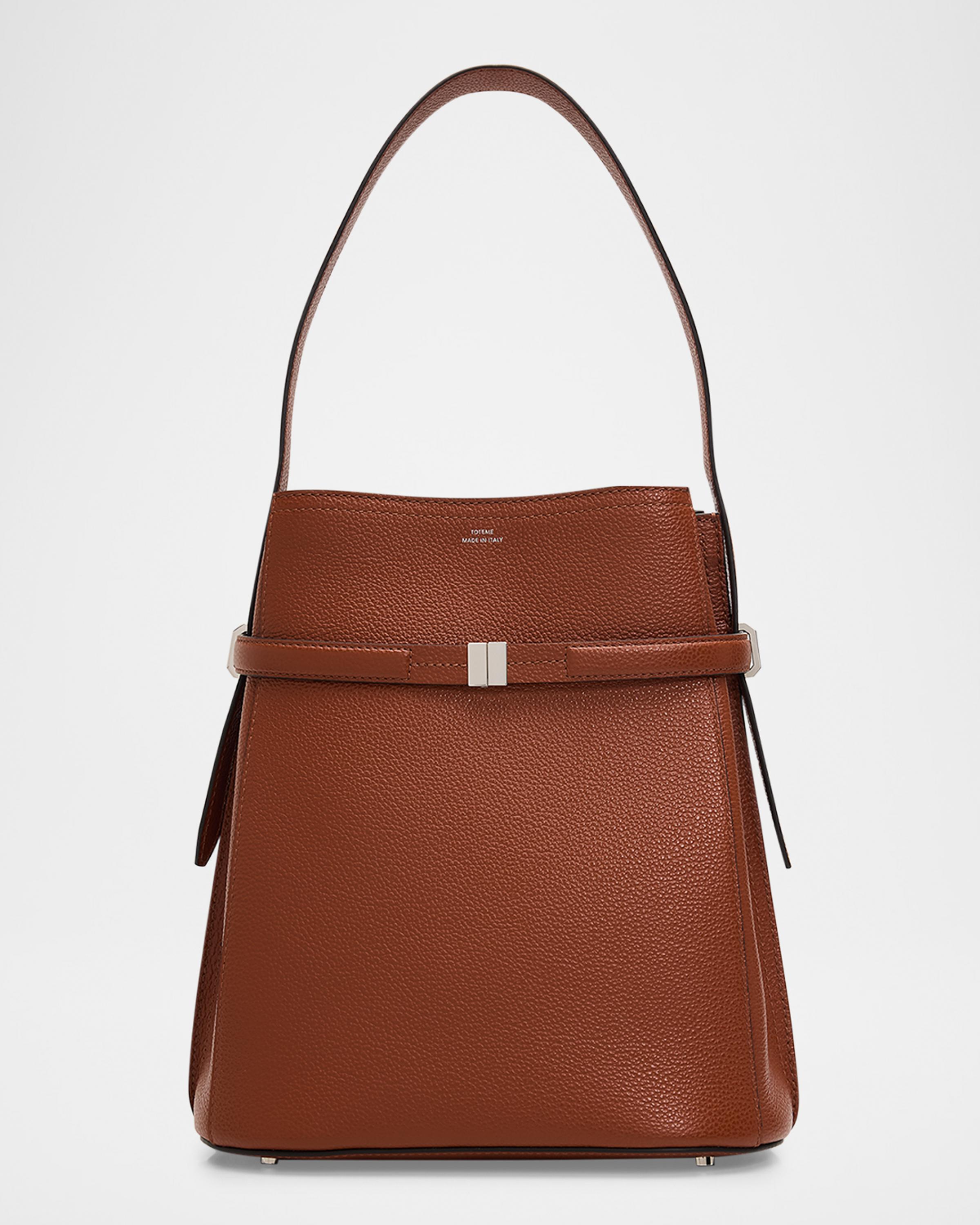 Belted Bucket Grain Leather Shoulder Bag