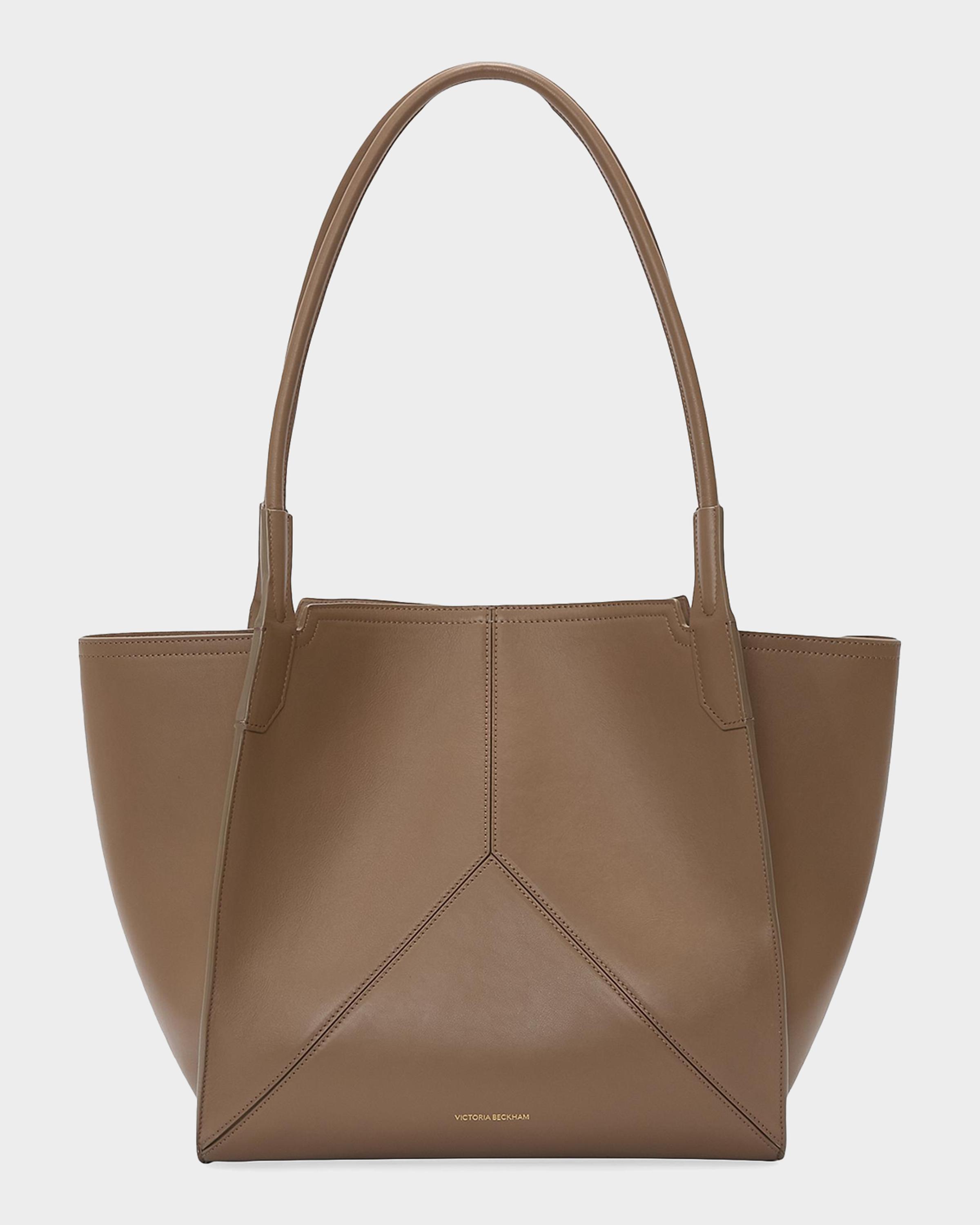 Victoria V-Stitch Leather Tote Bag