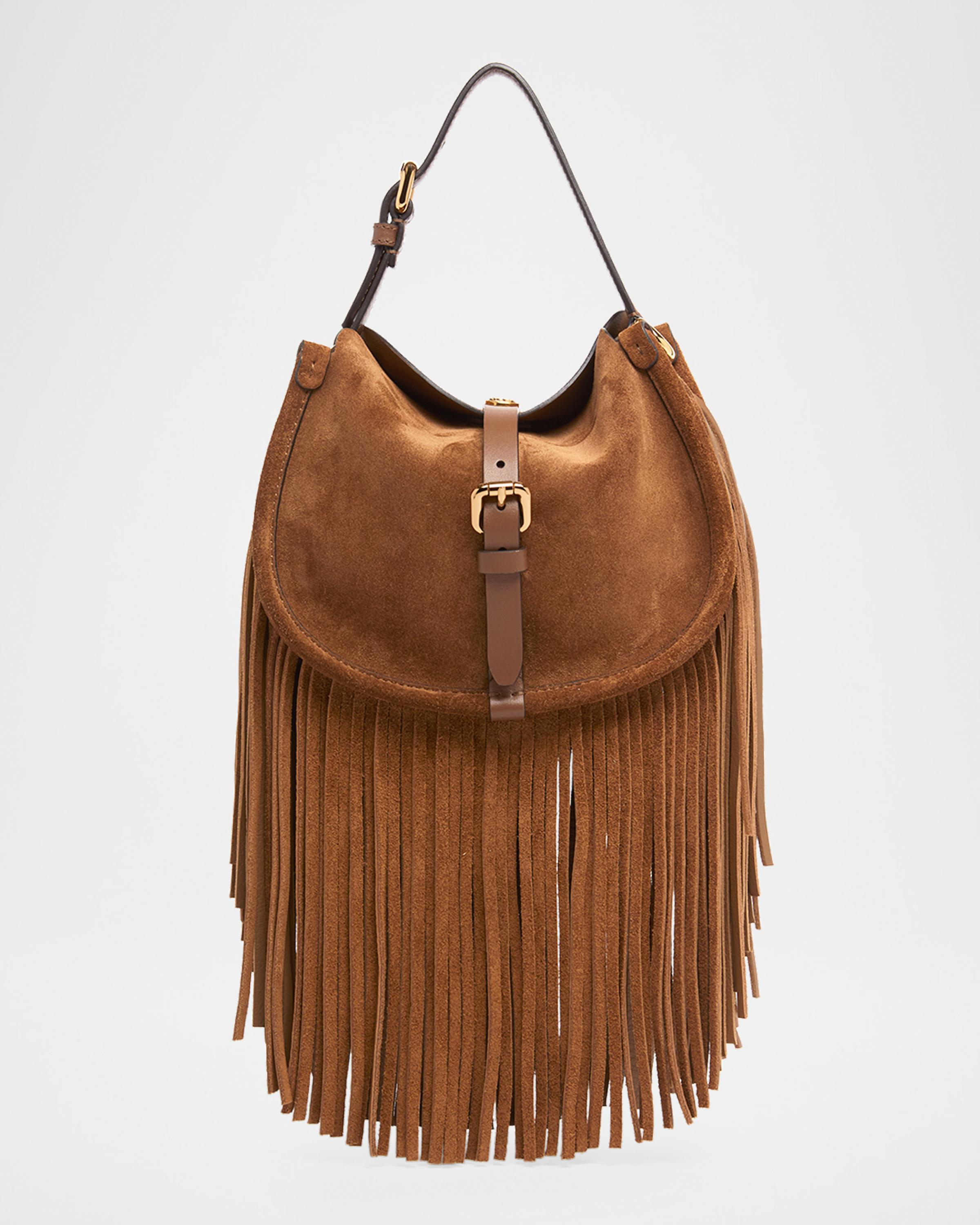 Pony Fringed Suede Crossbody Bag