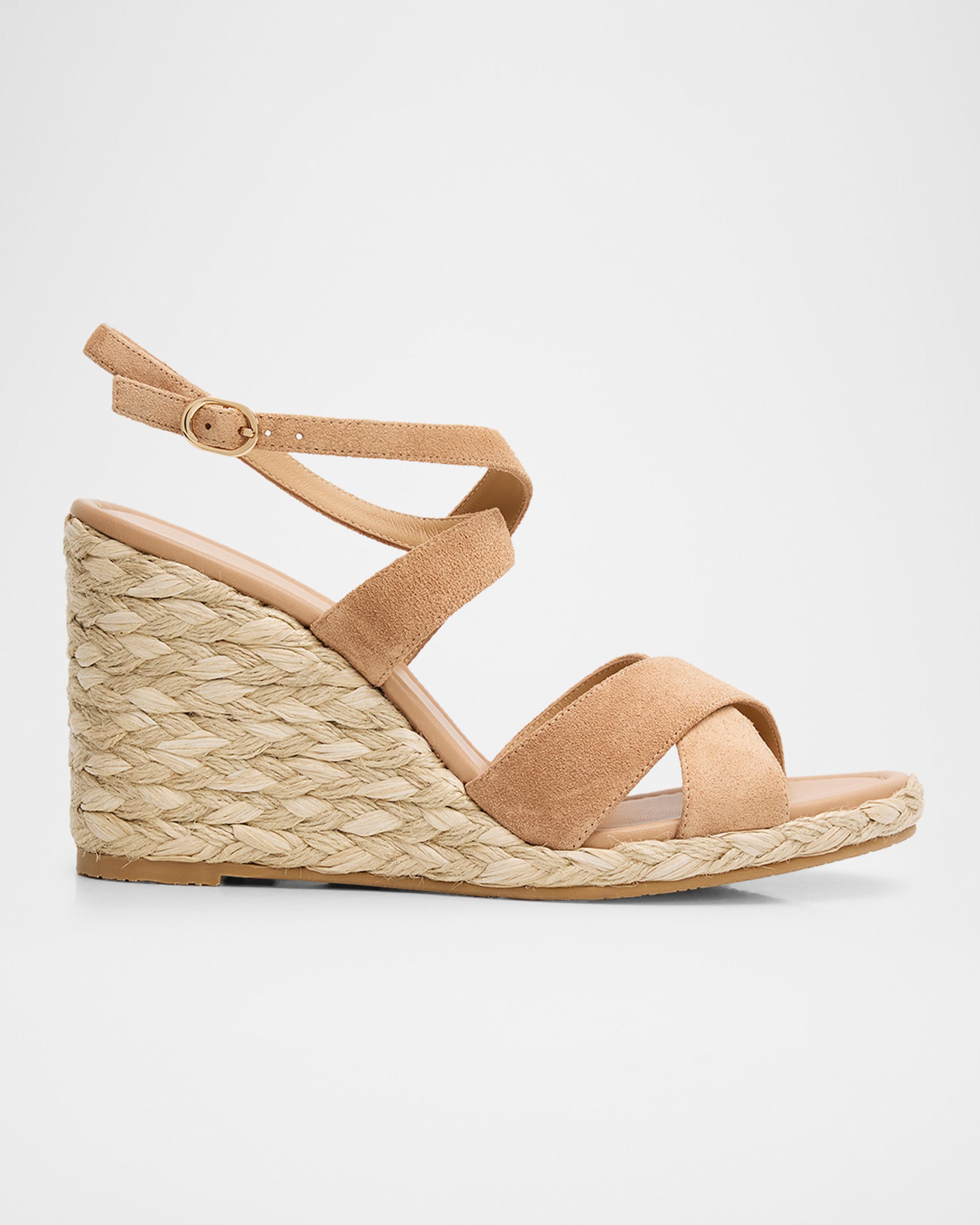 100mm Alyssa Suede Espadrille Wedge Sandals