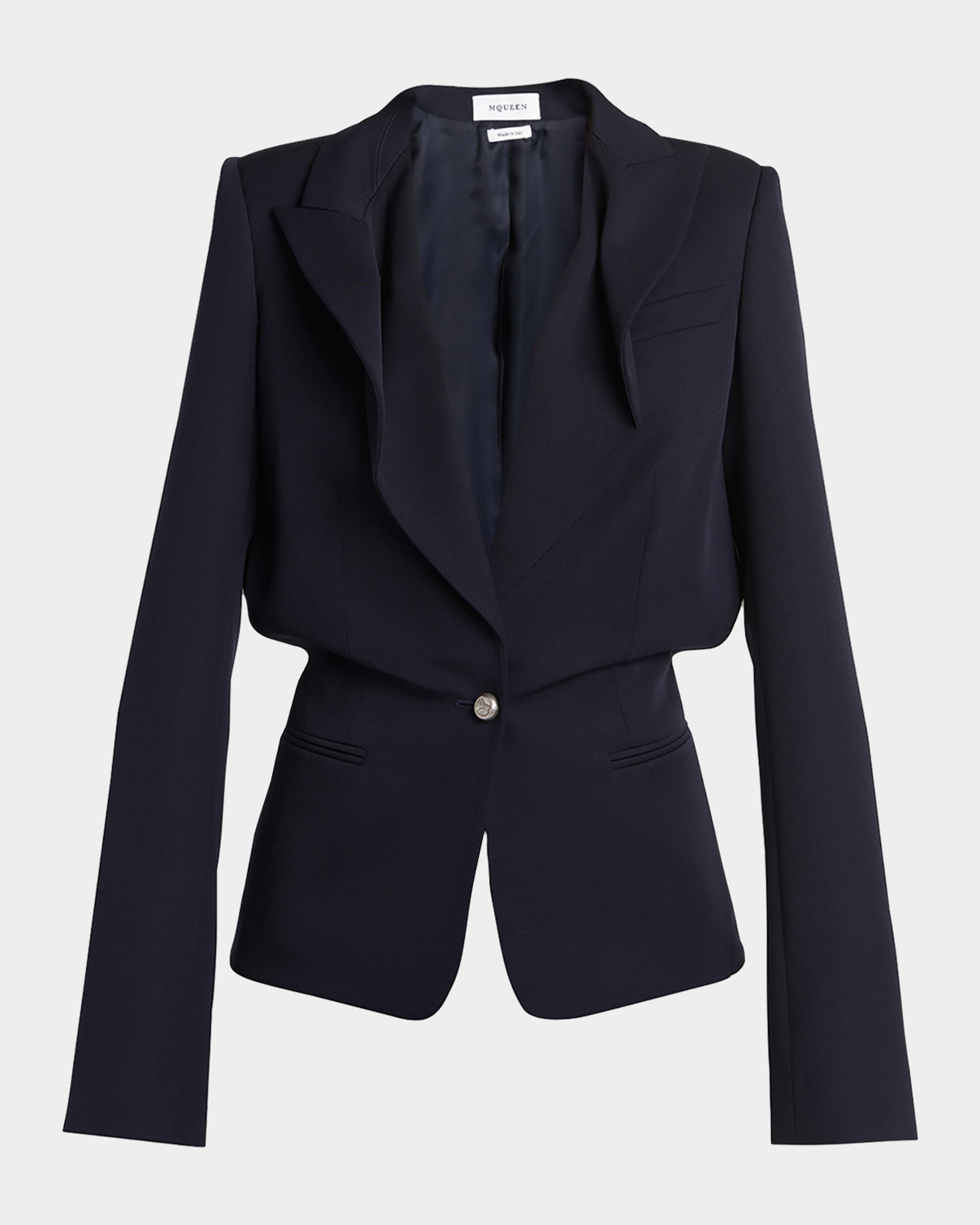 Certified Wool Folded Lapel Single-Breasted Jacket