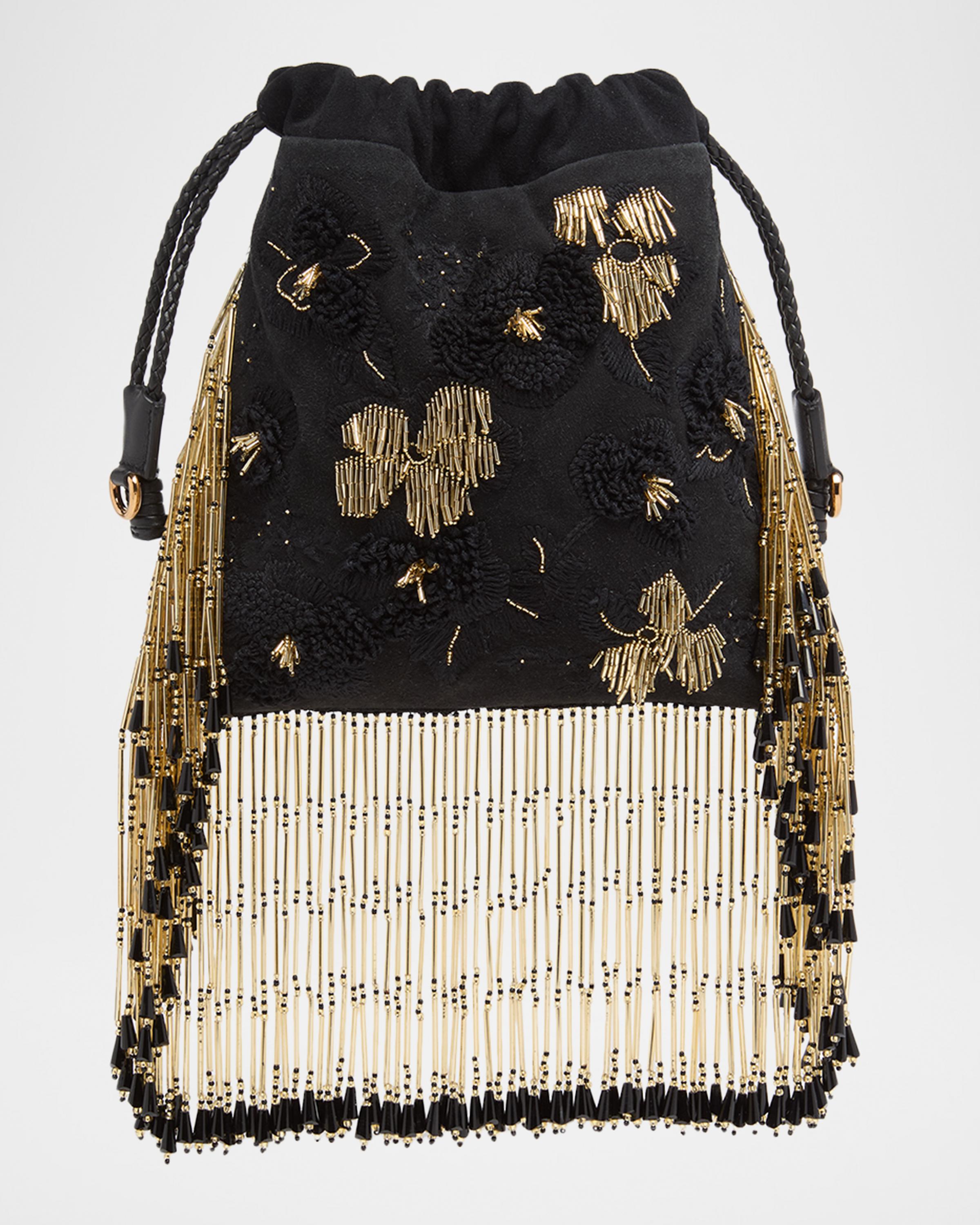Kalispera Small Beaded Suede Shoulder Bag