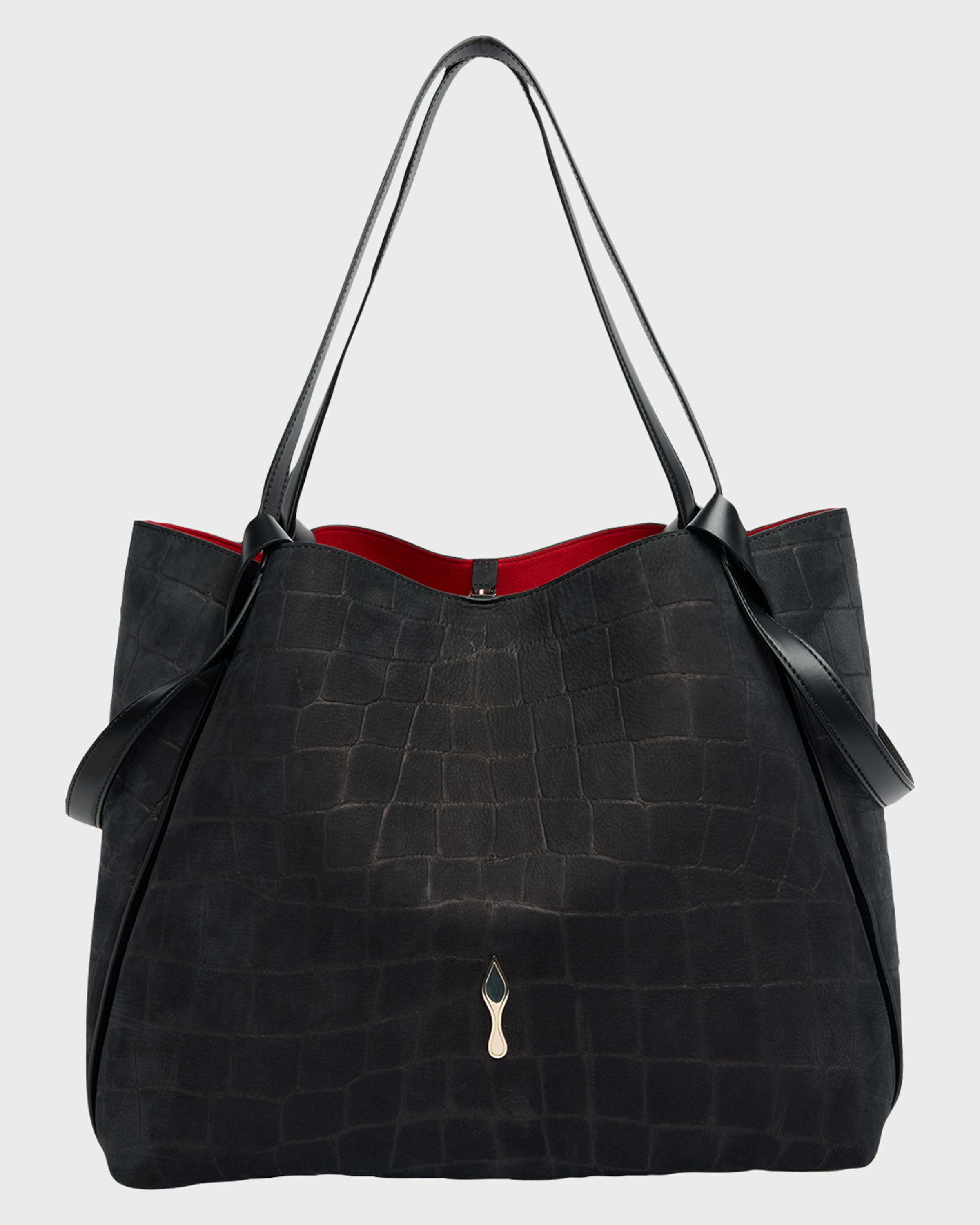 Bettina Large Croc-Embossed Suede Tote Bag