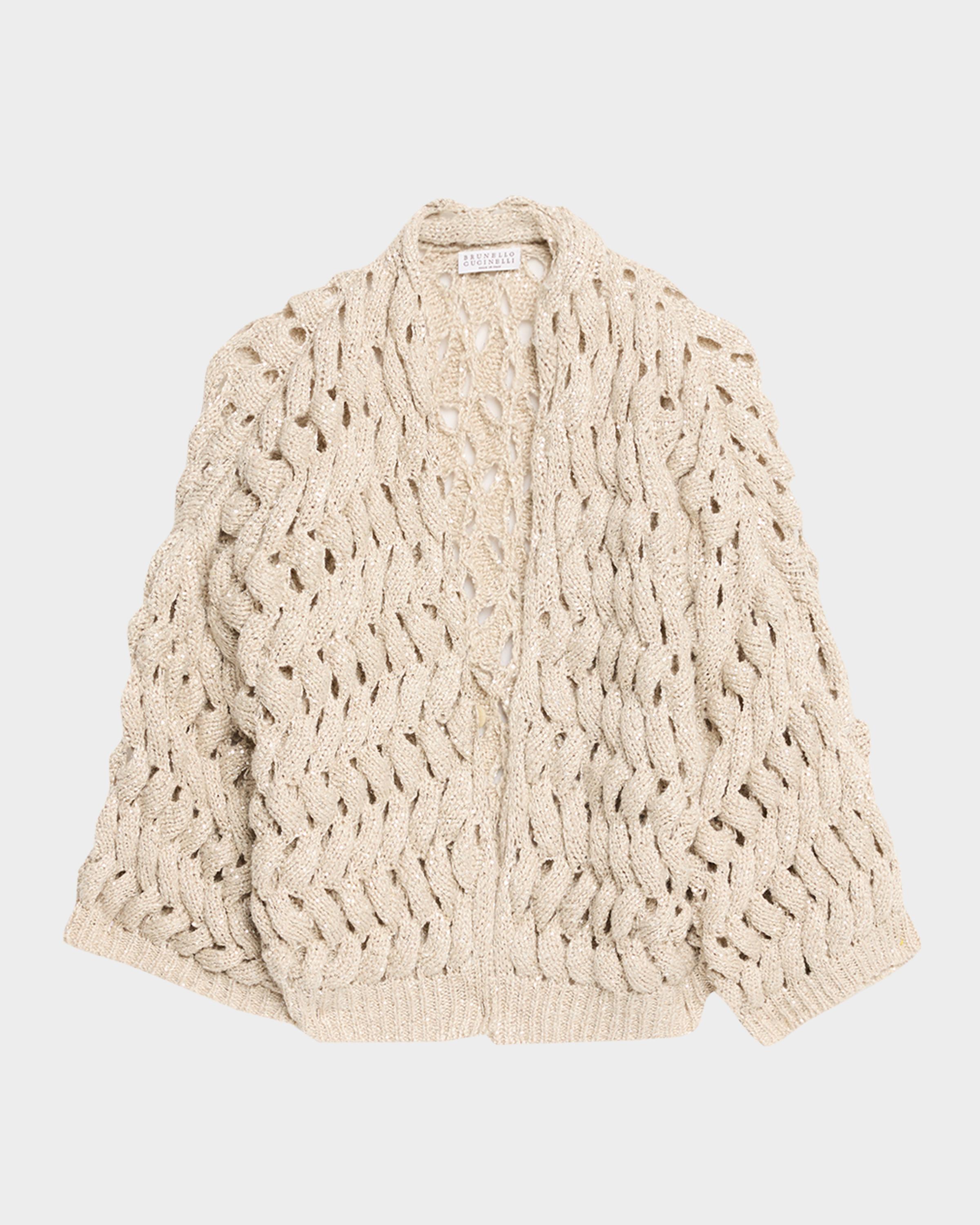 Paillette Open-Knit Cardigan