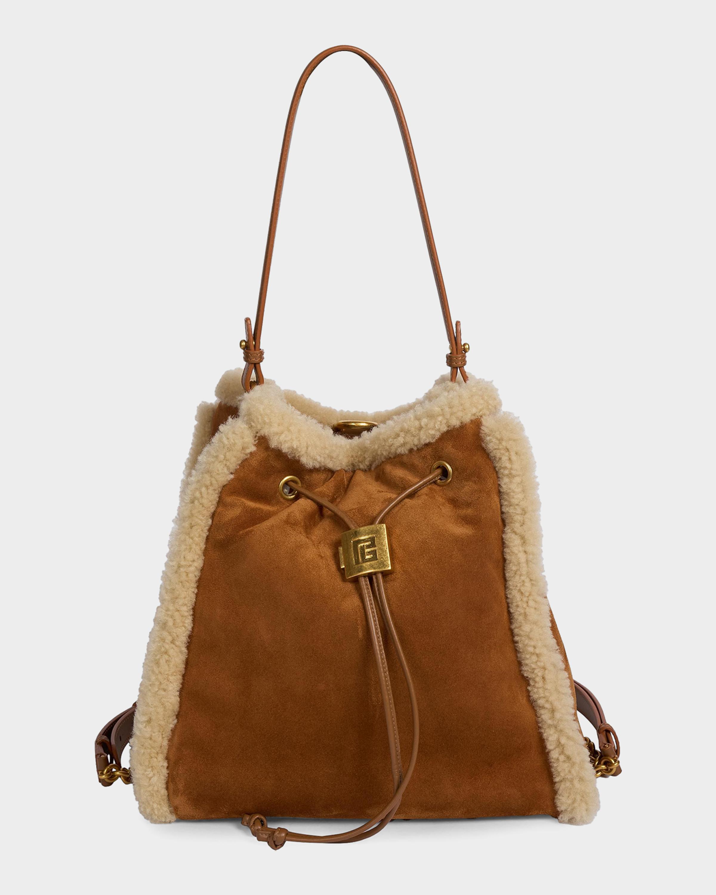 Pulse Shearling-Trim Suede Backpack