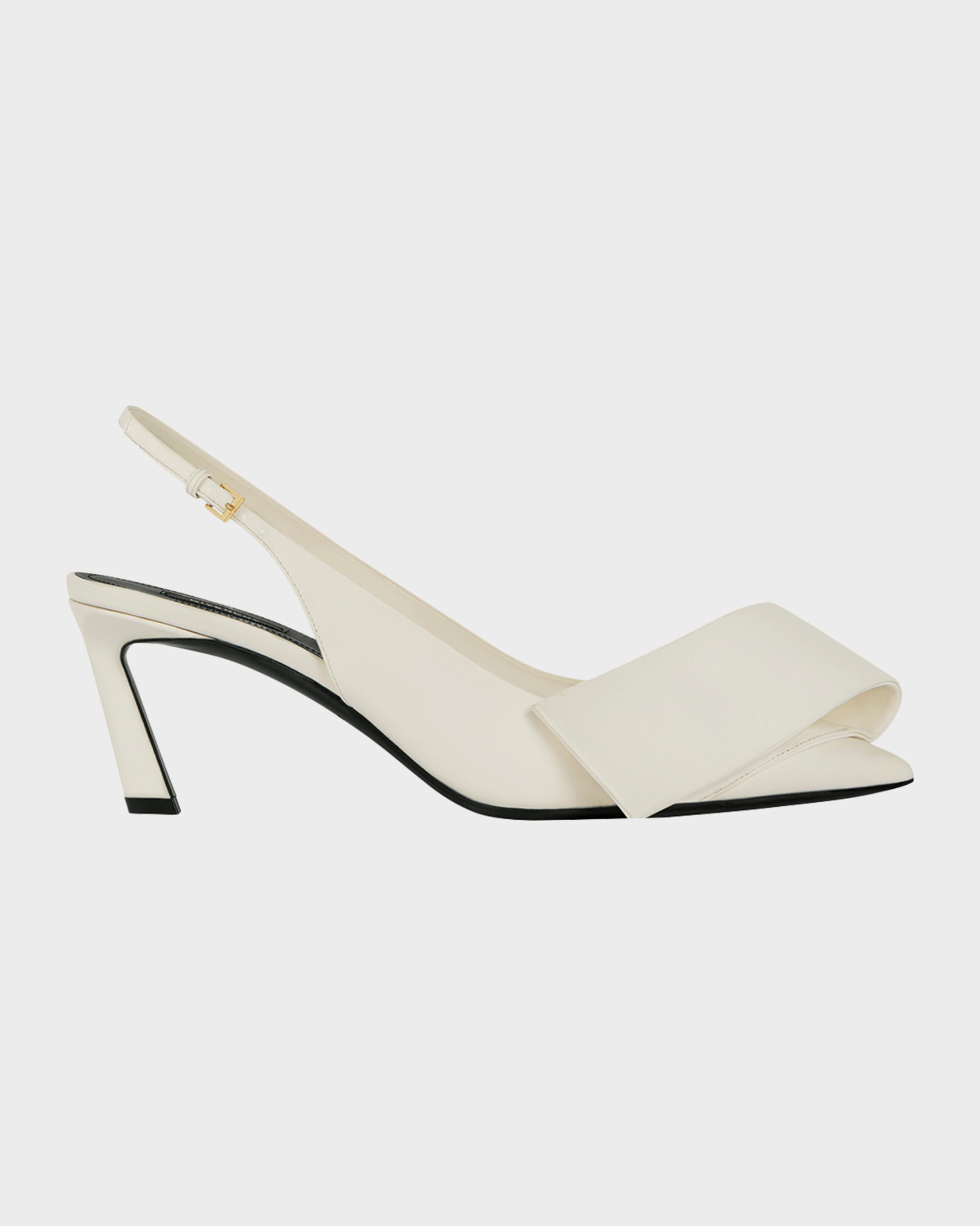 65mm Twist Leather Slingback Pumps