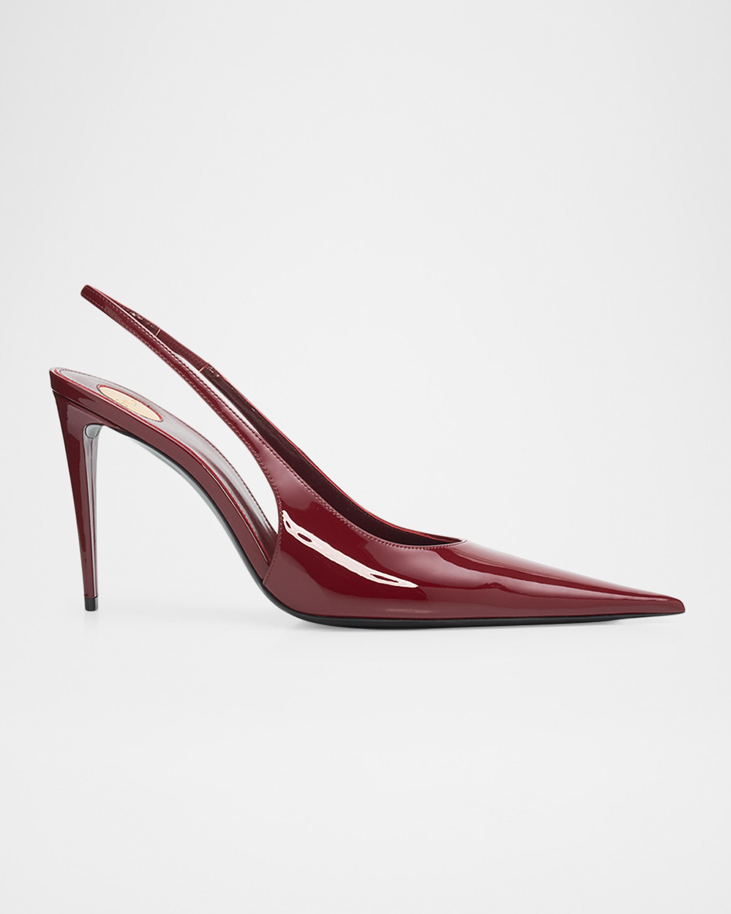 95mm Vernice Patent Leather Slingback Pumps