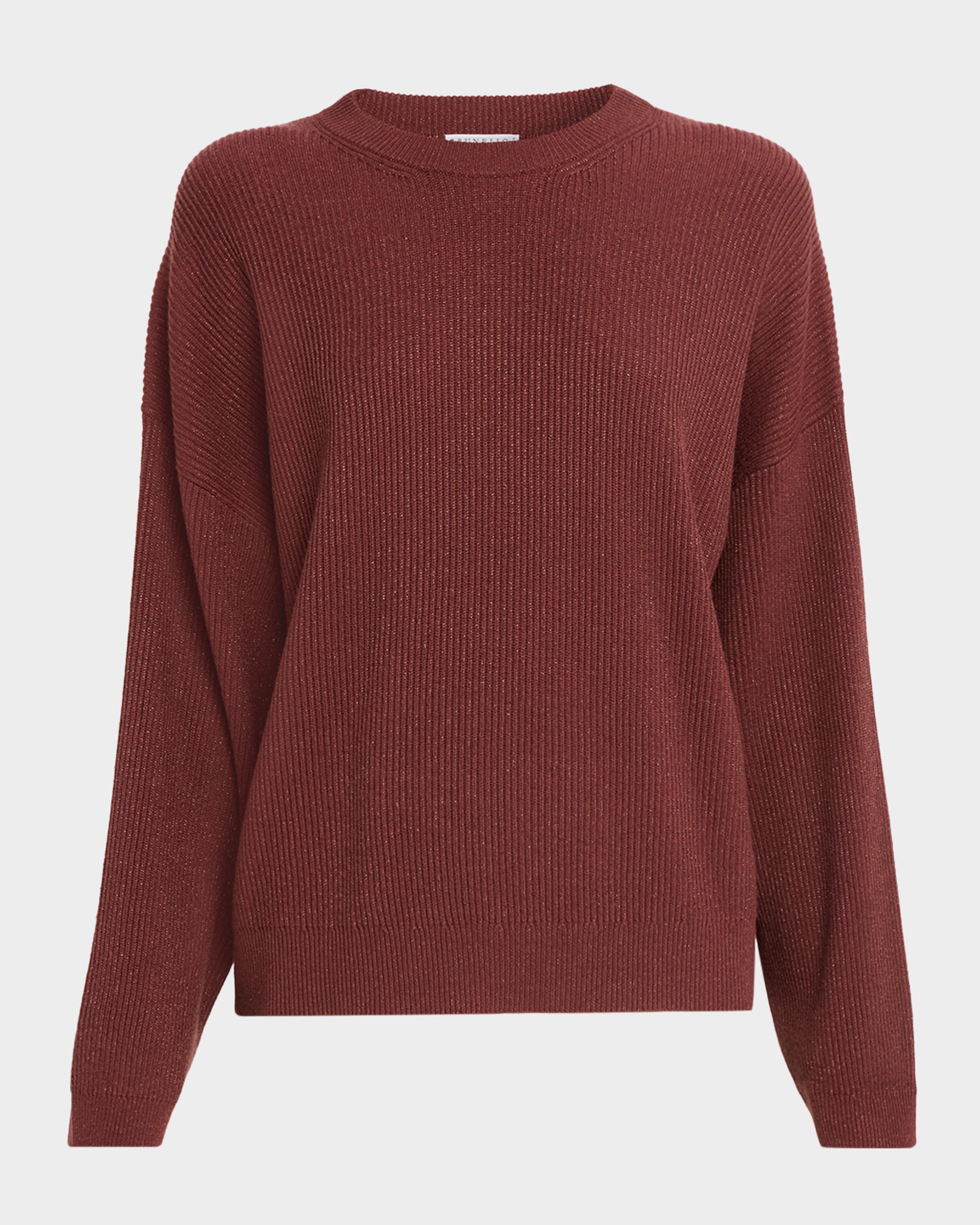 Shimmering Cashmere Rib Crewneck Sweater