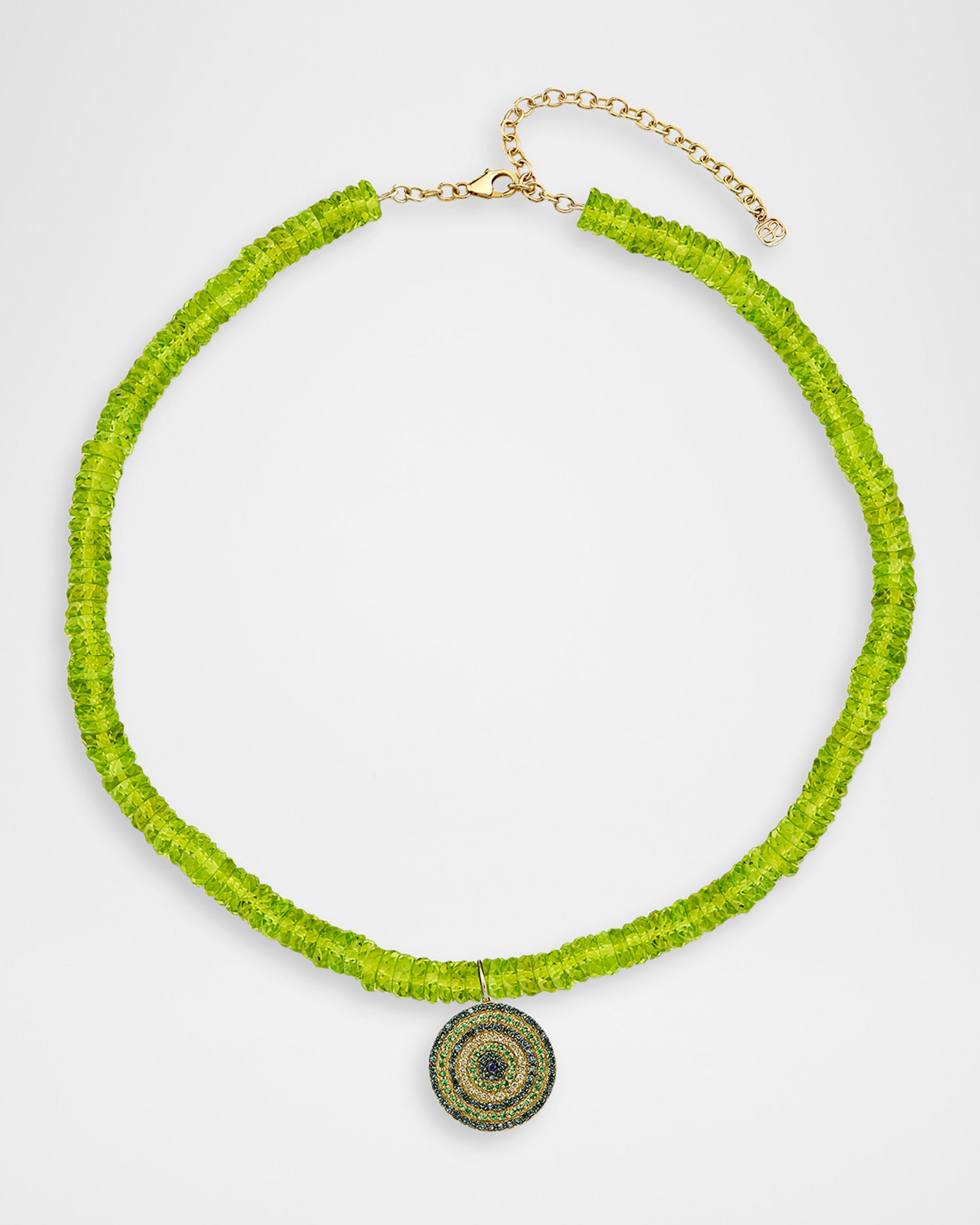 Large 7 Row Round Eye Charm Necklace