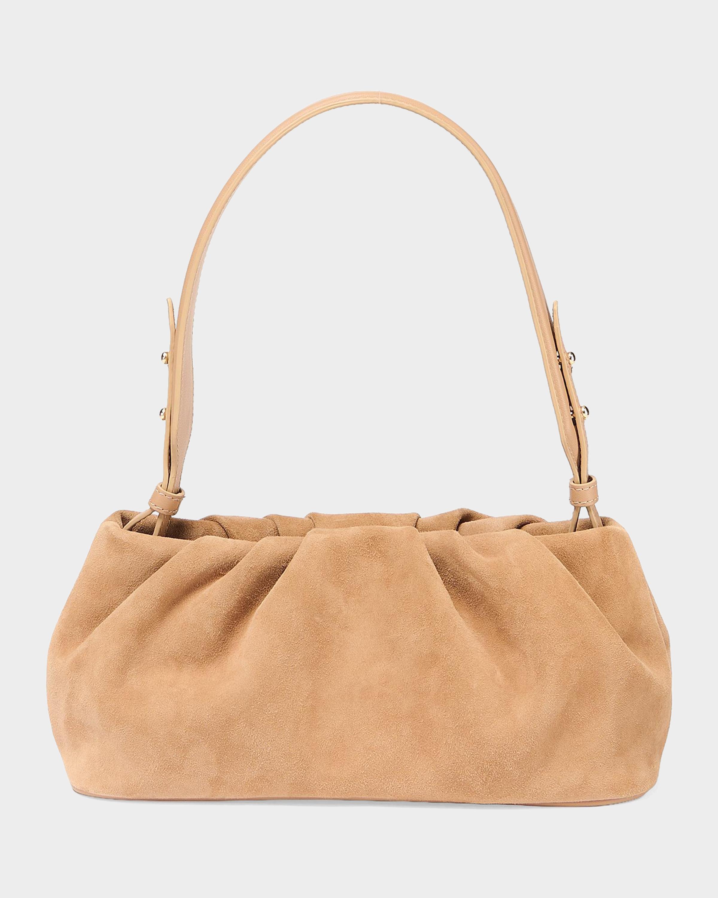 Harlow Ruched Suede Shoulder Bag