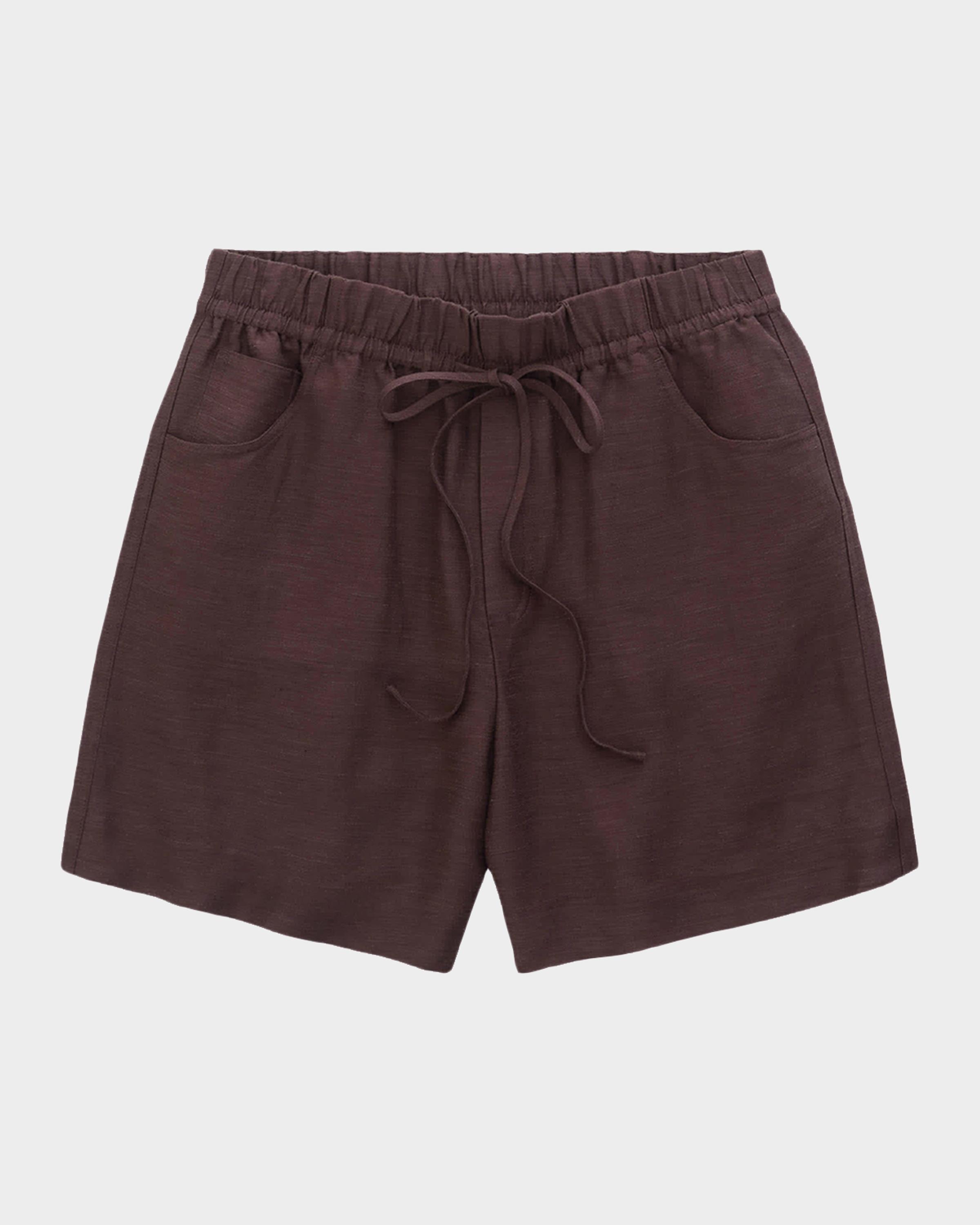 Linen-Blend Drawstring Shorts