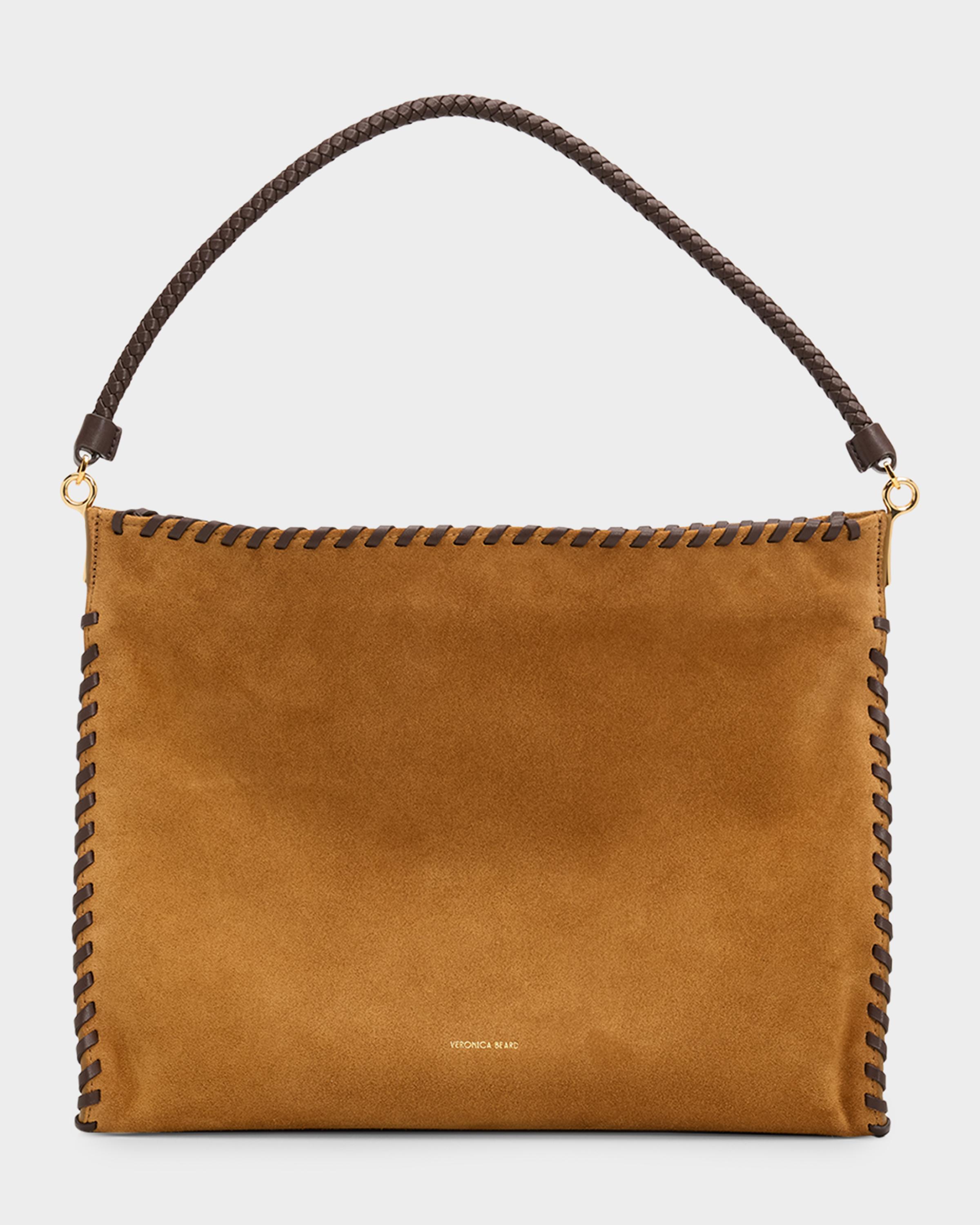 Whipstitch Suede Shoulder Bag