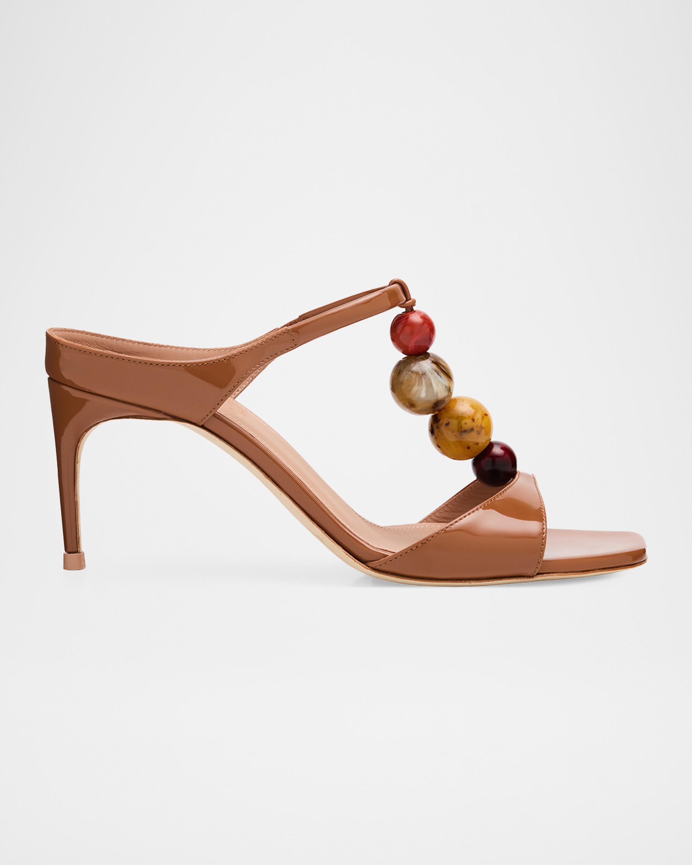 70mm Lena Resin Patent Leather Mules