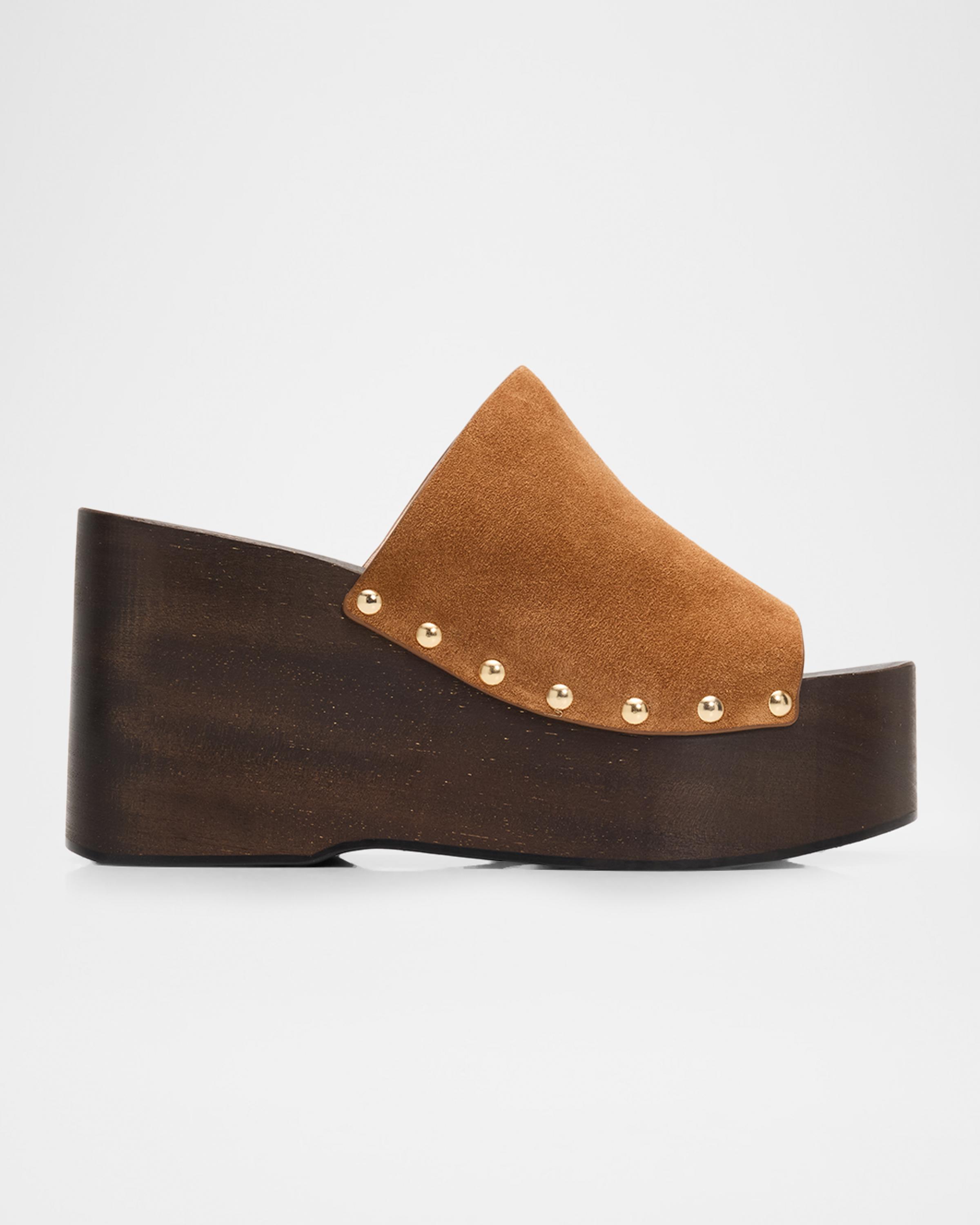 100mm Kate Suede Platform Clogs