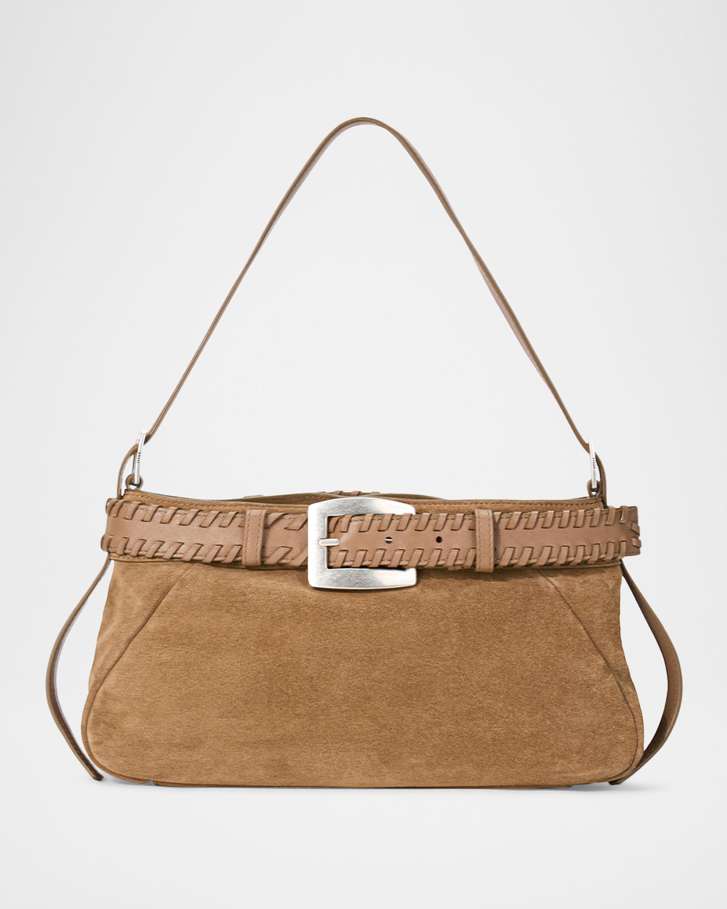 Brooklyn Buckled Suede Shoulder Bag