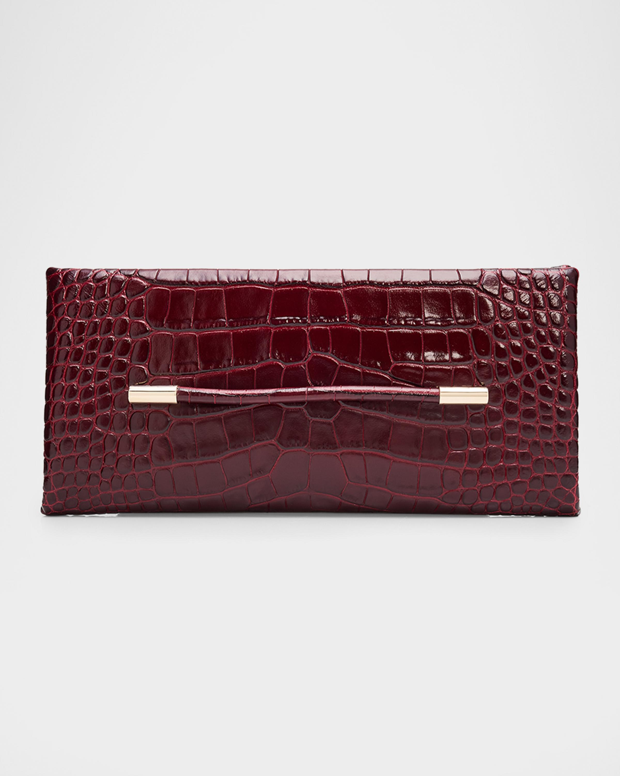 Ava Croc-Embossed Leather Clutch