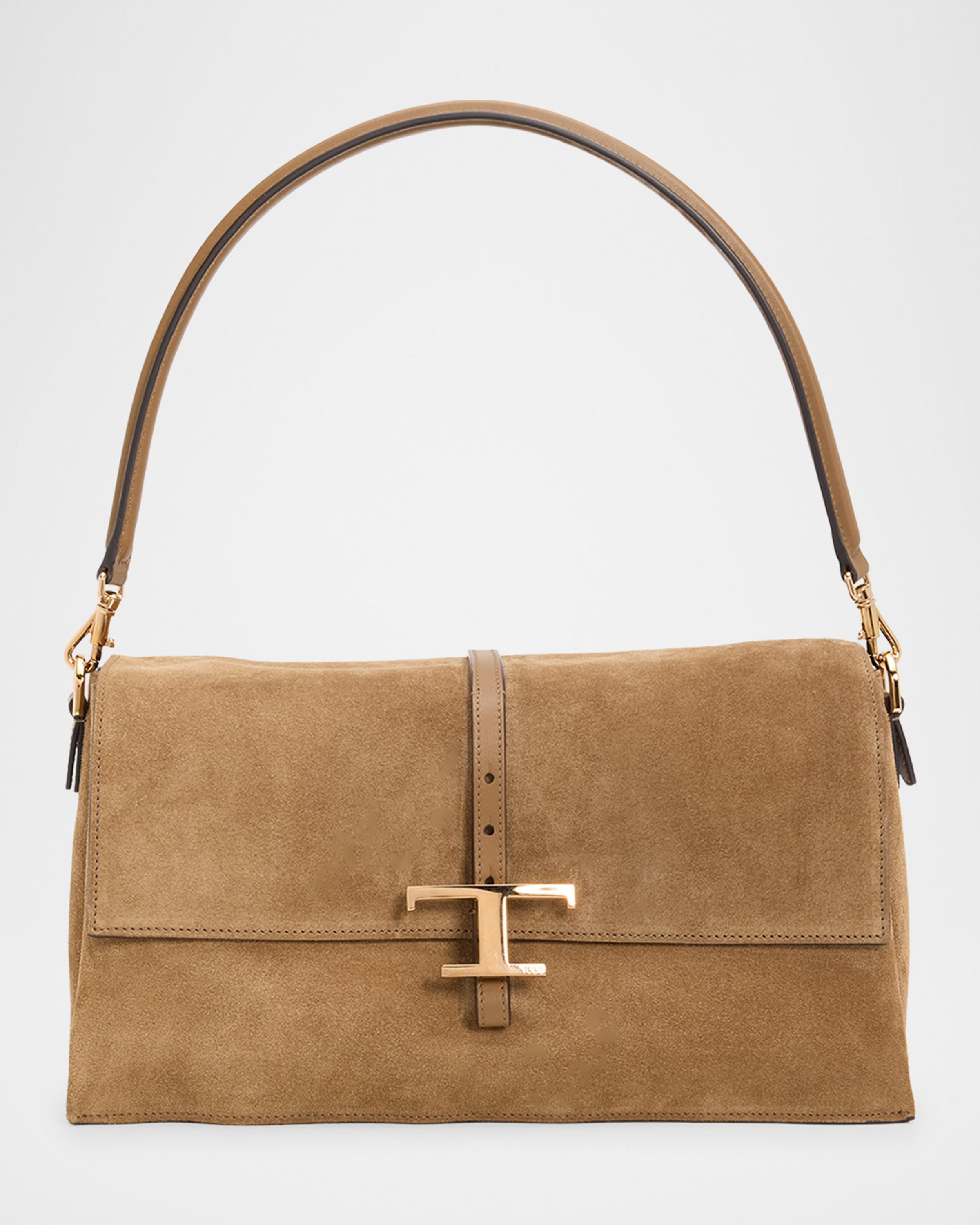 T Timeless Suede Top-Handle Bag