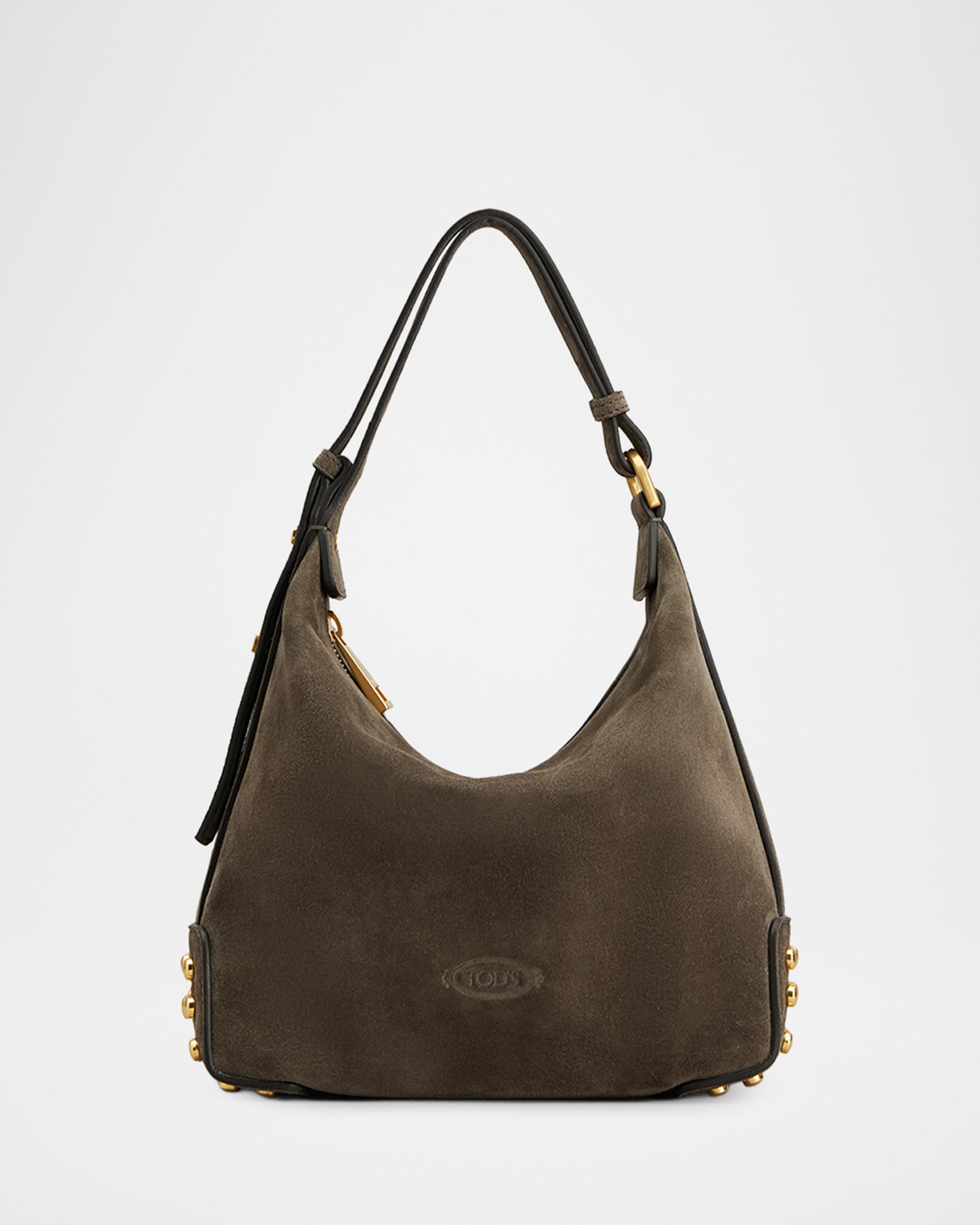 Studded Suede Hobo Bag