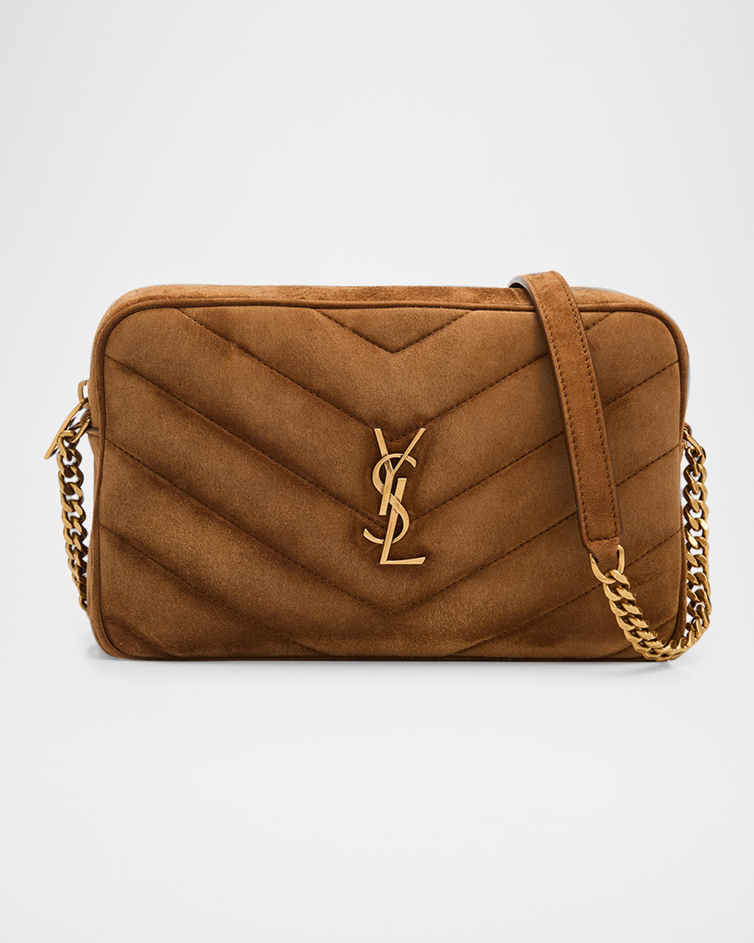 Loulou YSL Quilted Suede Crossbody Camera Bag