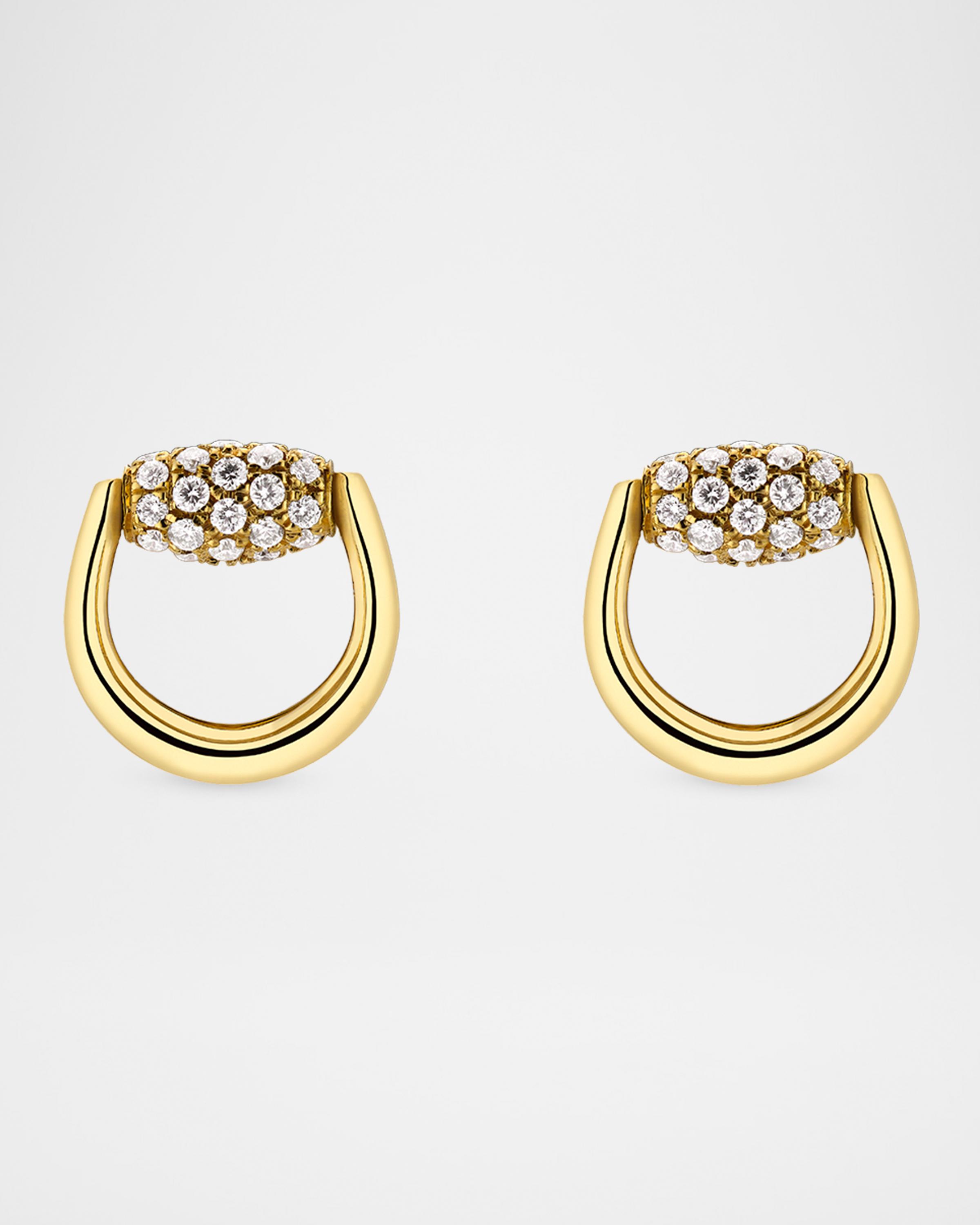 Gucci Horsebit 18K Yellow Gold Diamond Earrings