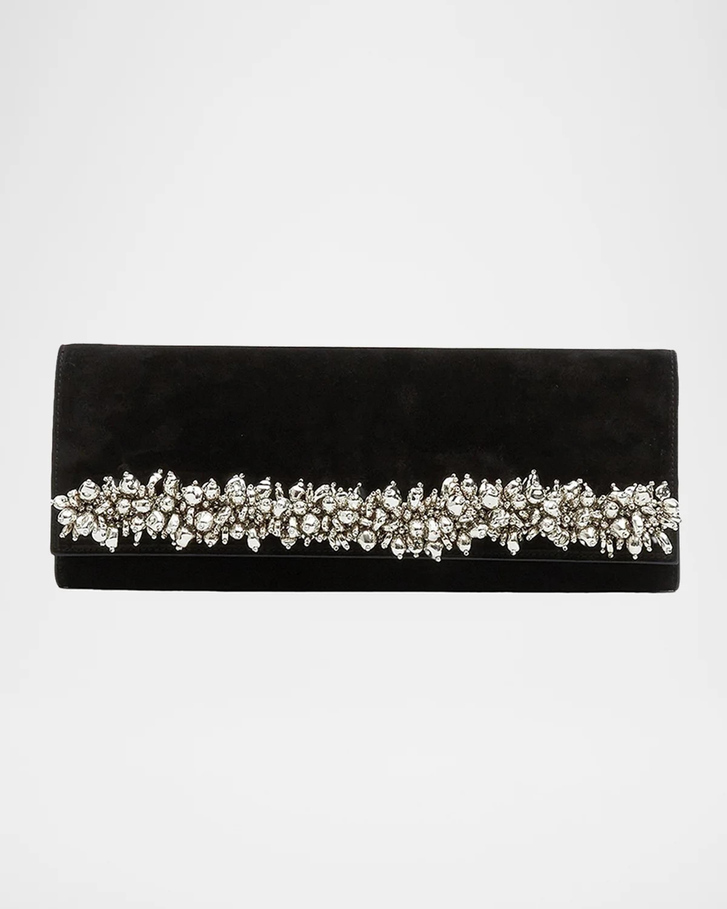 River Embellished Suede East-West Clutch