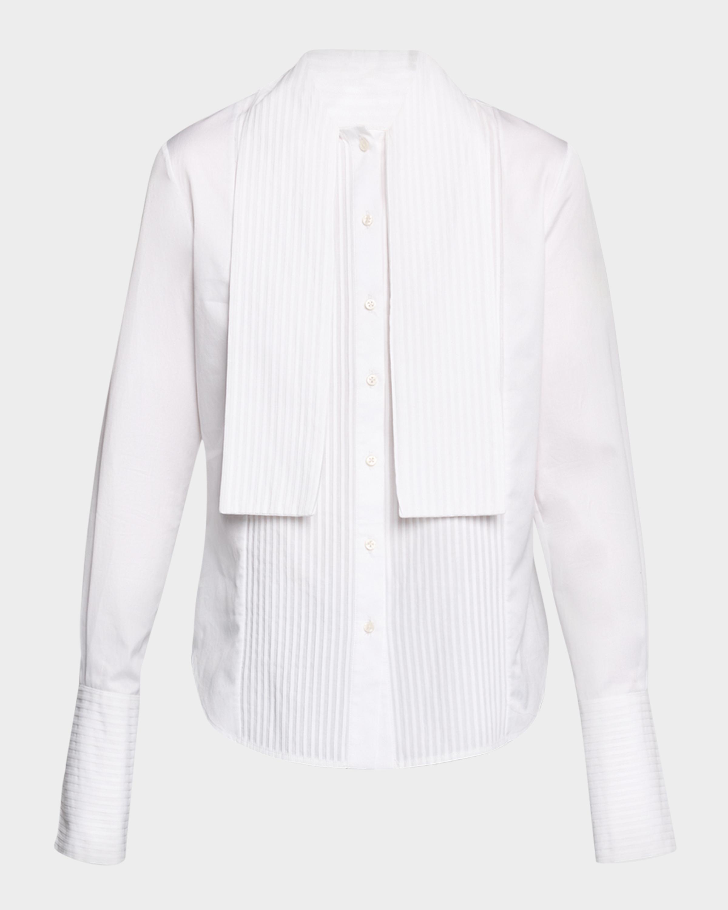 Inez Pleated Draped Tuxedo Shirt