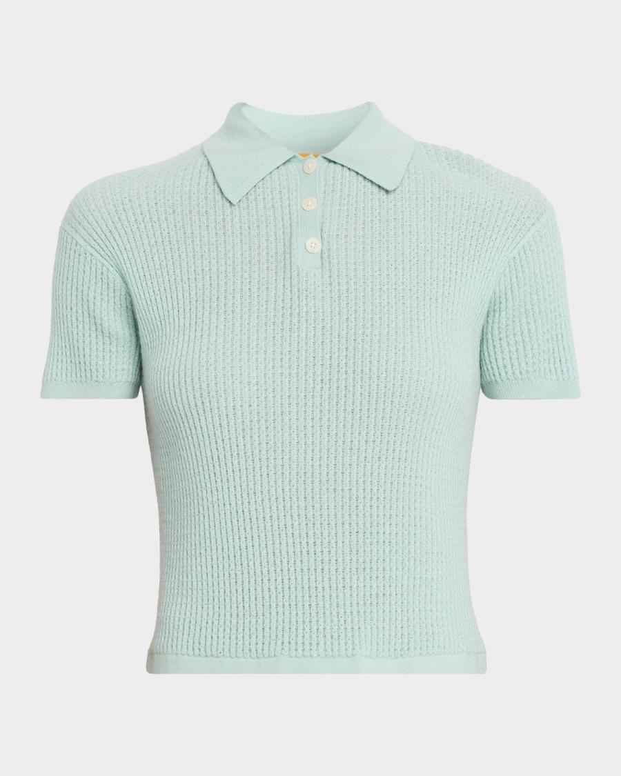 Guest in Residence Cashmere Short-Sleeve Shrunken Polo Sweater