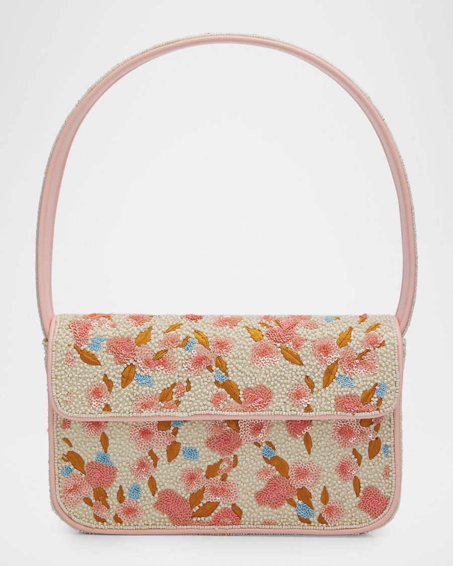 STAUD Tommy Floral Beaded Shoulder Bag
