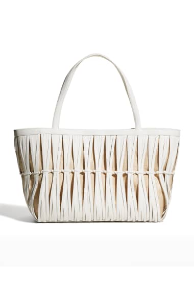 Nancy Gonzalez Blue Woven Crocodile and Natural Straw Bag at 1stDibs