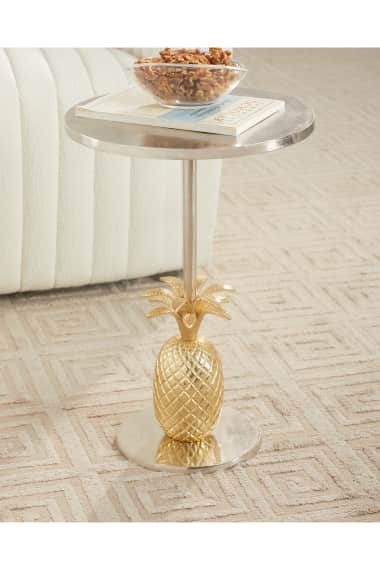 Designer Furniture At Neiman Marcus, Embry Round Glass Top Coffee Table With Gold Accent