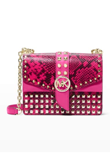 MICHAEL Michael Kors Greenwich Small Stud Snake Print Crossbody