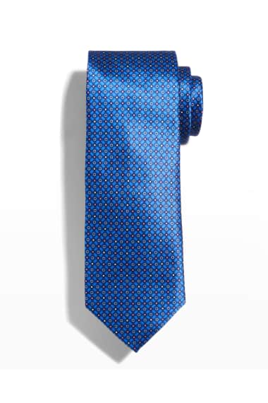New $160 CANALI Black and White Woven Pindot Design Silk Tie