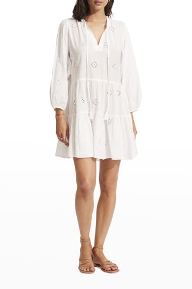 Seafolly Embroidery Tier Mini Dress Mini Dress Cover Up - White