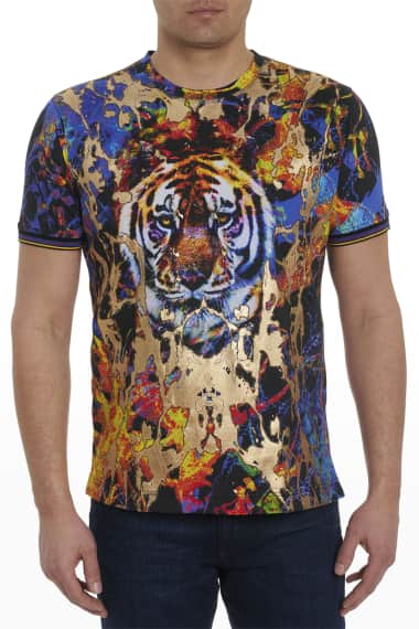 Robert Graham Embroidered Tiger printed Abstract Men's Shirt M Medium NEW $298 