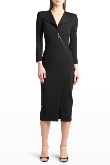 Womens Clothing Suits Giorgio Armani Wool-blend Double-jersey Sheath Dress in Black 