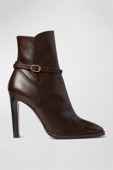 leather ankle booties with heel