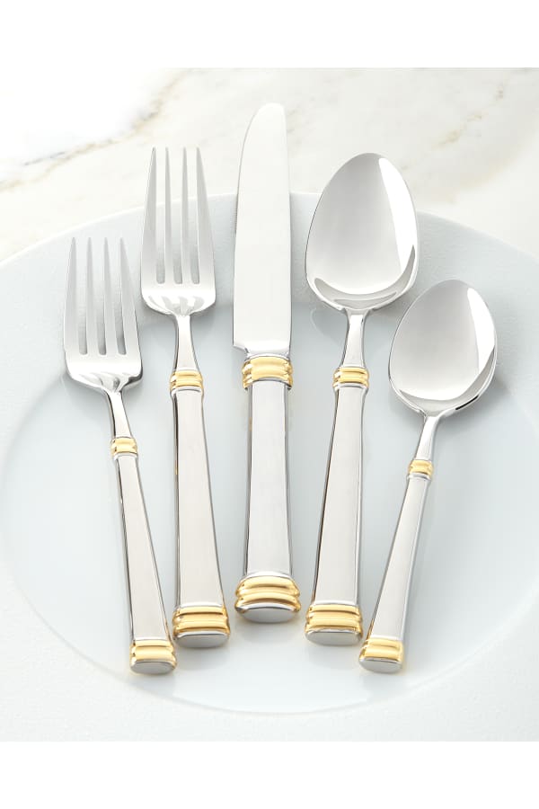Yamazaki Tableware 5Piece Byzantine GoldPlated Flatware Place Setting