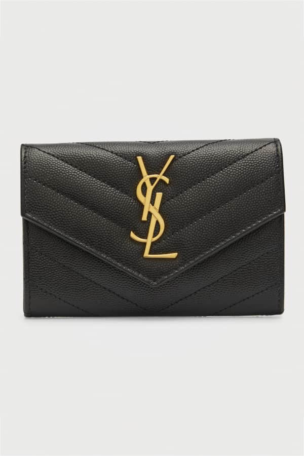 Saint Laurent Monogram YSL Compact TriFold Wallet Neiman Marcus