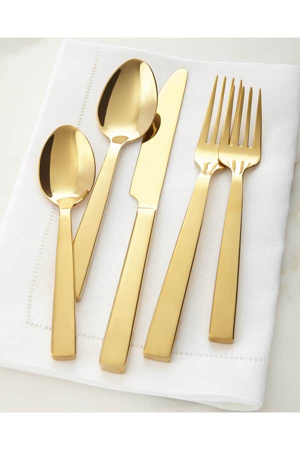 Yamazaki Tableware 5Piece Byzantine GoldPlated Flatware Place Setting