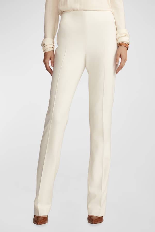 Ralph Lauren Collection Annie Straight-Leg Stretch-Wool Pants | Neiman ...