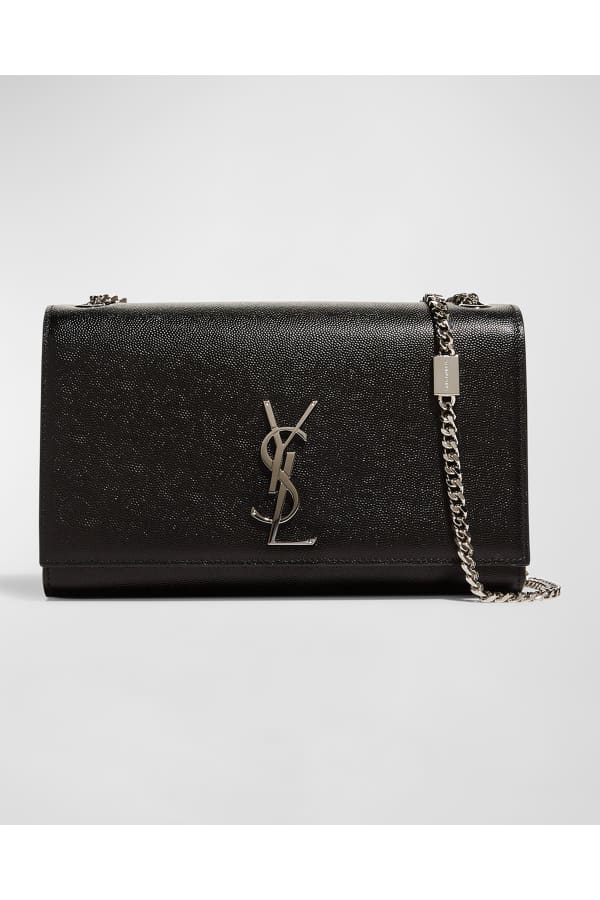 Saint Laurent Cassandra YSL Ribbed Wallet on Chain Neiman Marcus