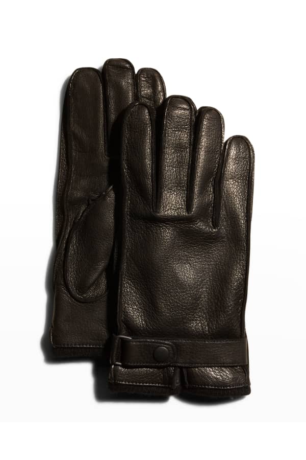 Portolano Men's CashmereLined Leather Gloves Neiman Marcus