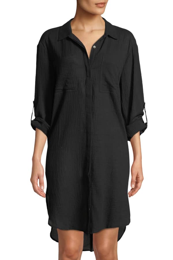 Seafolly Crinkle Twill Beach Coverup Shirt Neiman Marcus