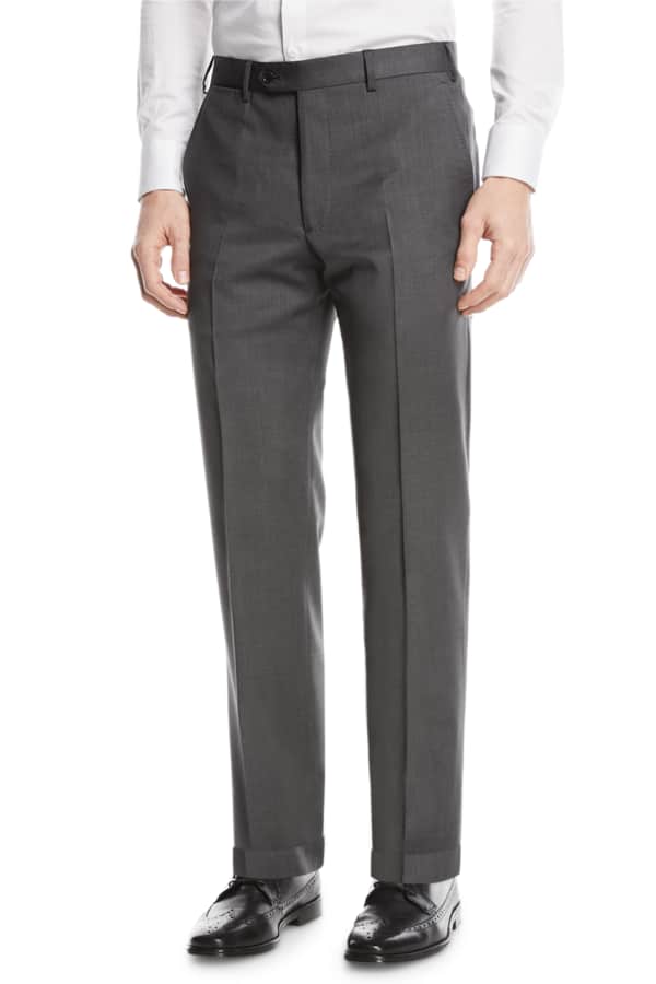 Hickey Freeman Men's Traveler Wool Dress Trousers Neiman Marcus