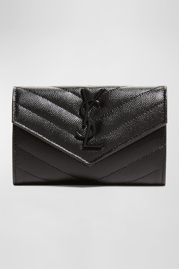 Saint Laurent Monogram YSL Quilted Grain Leather Zip Card Case Neiman